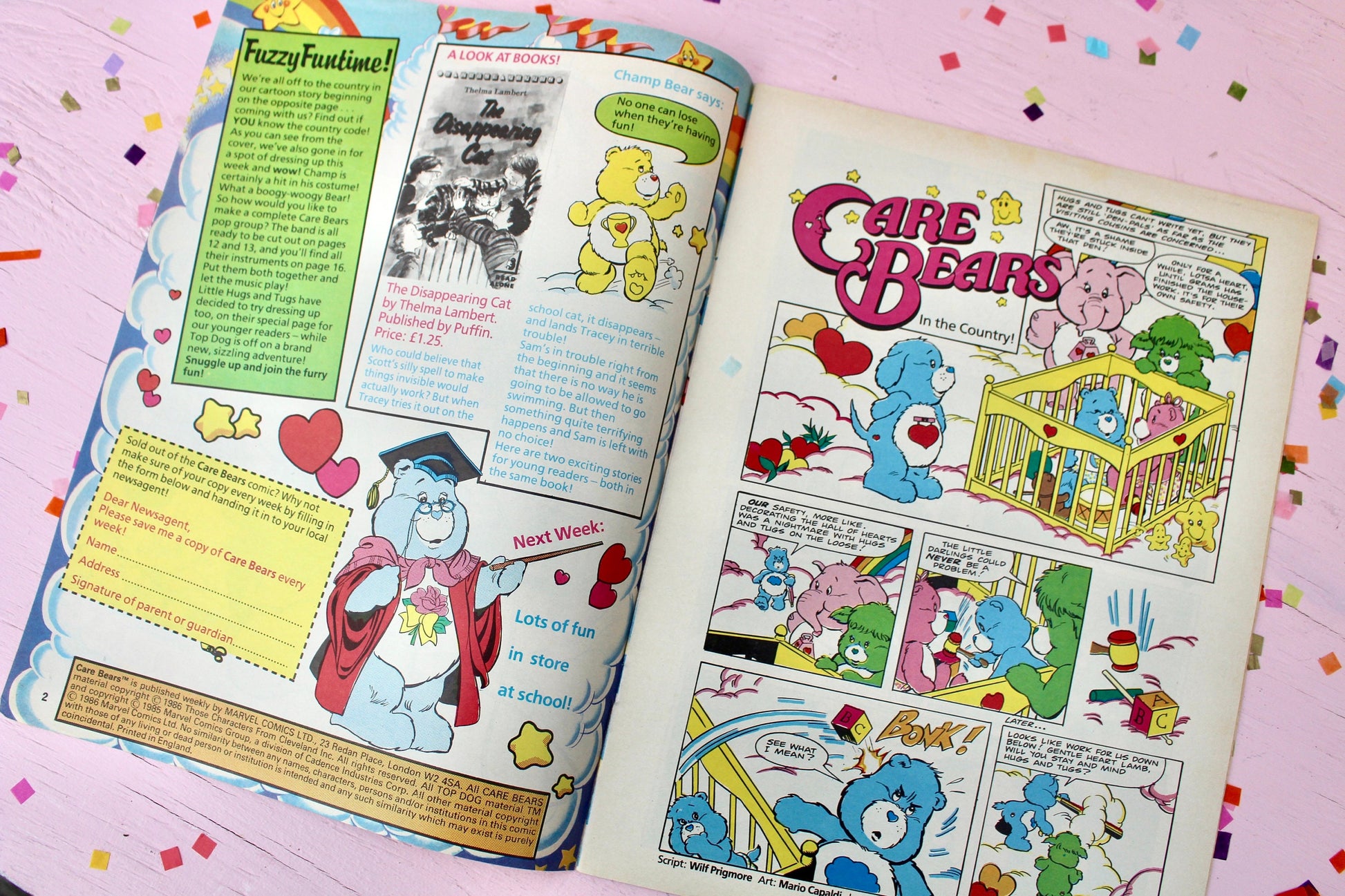 UK Care Bear Comic Book, 80s Vintage Care Bear Magazine, Marvel Care Bear Comic, Champ Care Bear Ads Games Toys