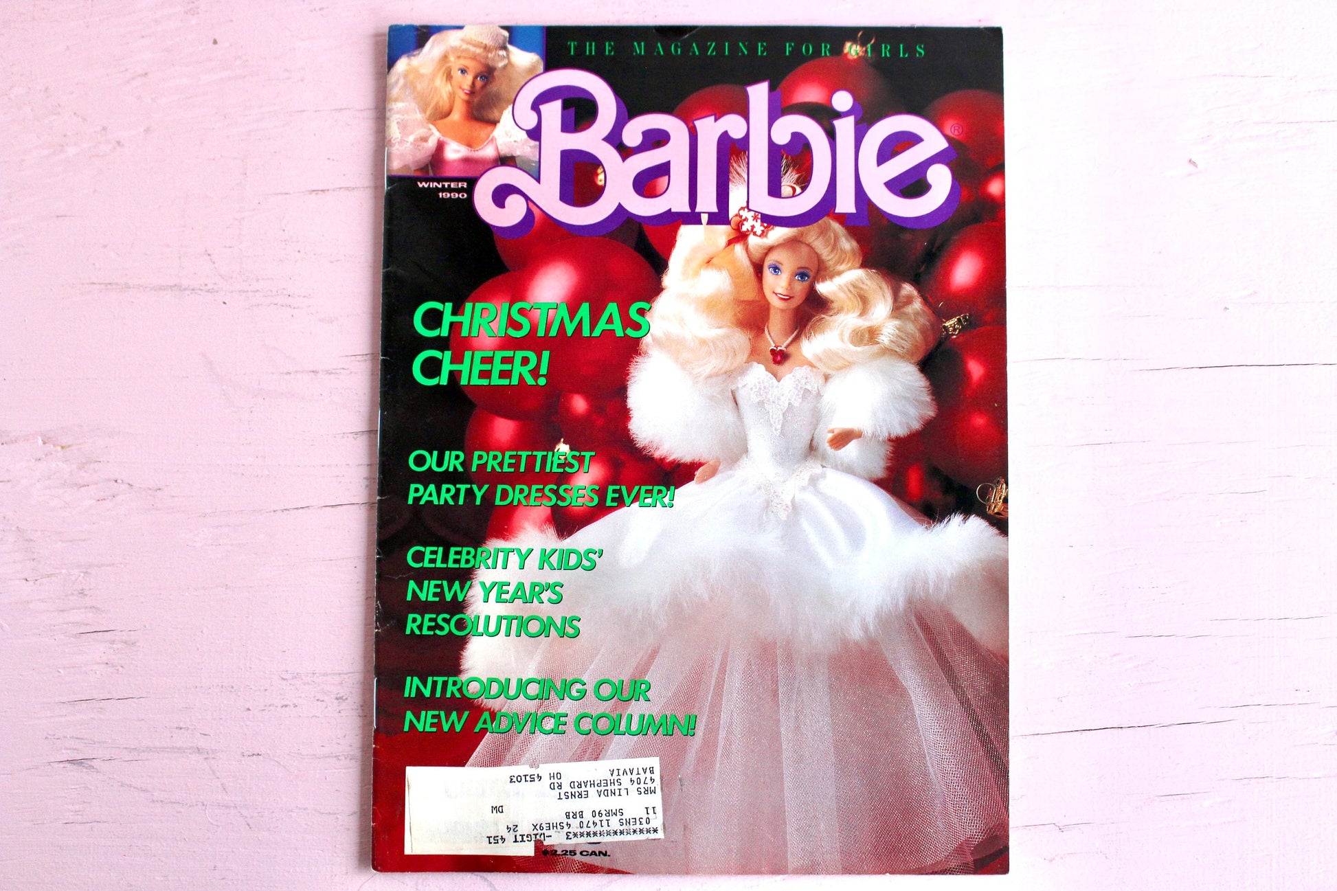 Happy Holidays Barbie Magazine for Kids Winter 1989, Vintage 80s Holiday Barbie Comic, Superstar Barbie Poster