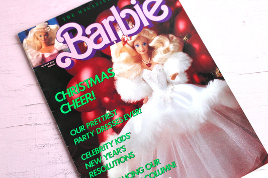 Happy Holidays Barbie Magazine for Kids Winter 1989, Vintage 80s Holiday Barbie Comic, Superstar Barbie Poster