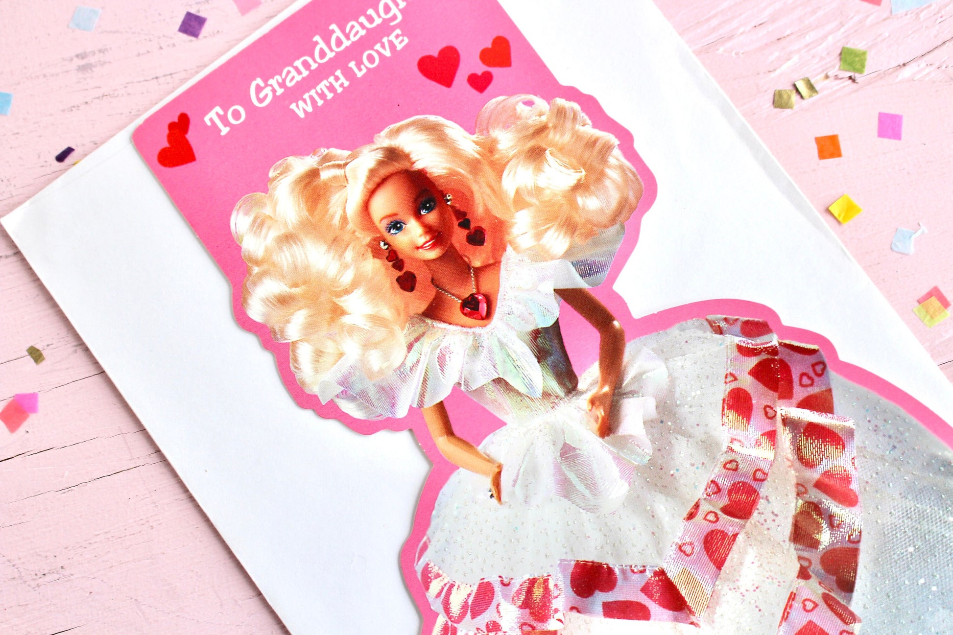 Secret Hearts Barbie Doll Valentines Day Pop Up Card with Envelope, Vintage 90s Barbie Greeting Card, Retro Barbie Pink Valentines Cards