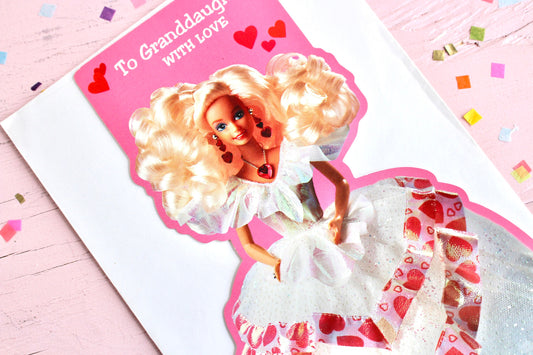 Secret Hearts Barbie Doll Valentines Day Pop Up Card with Envelope, Vintage 90s Barbie Greeting Card, Retro Barbie Pink Valentines Cards