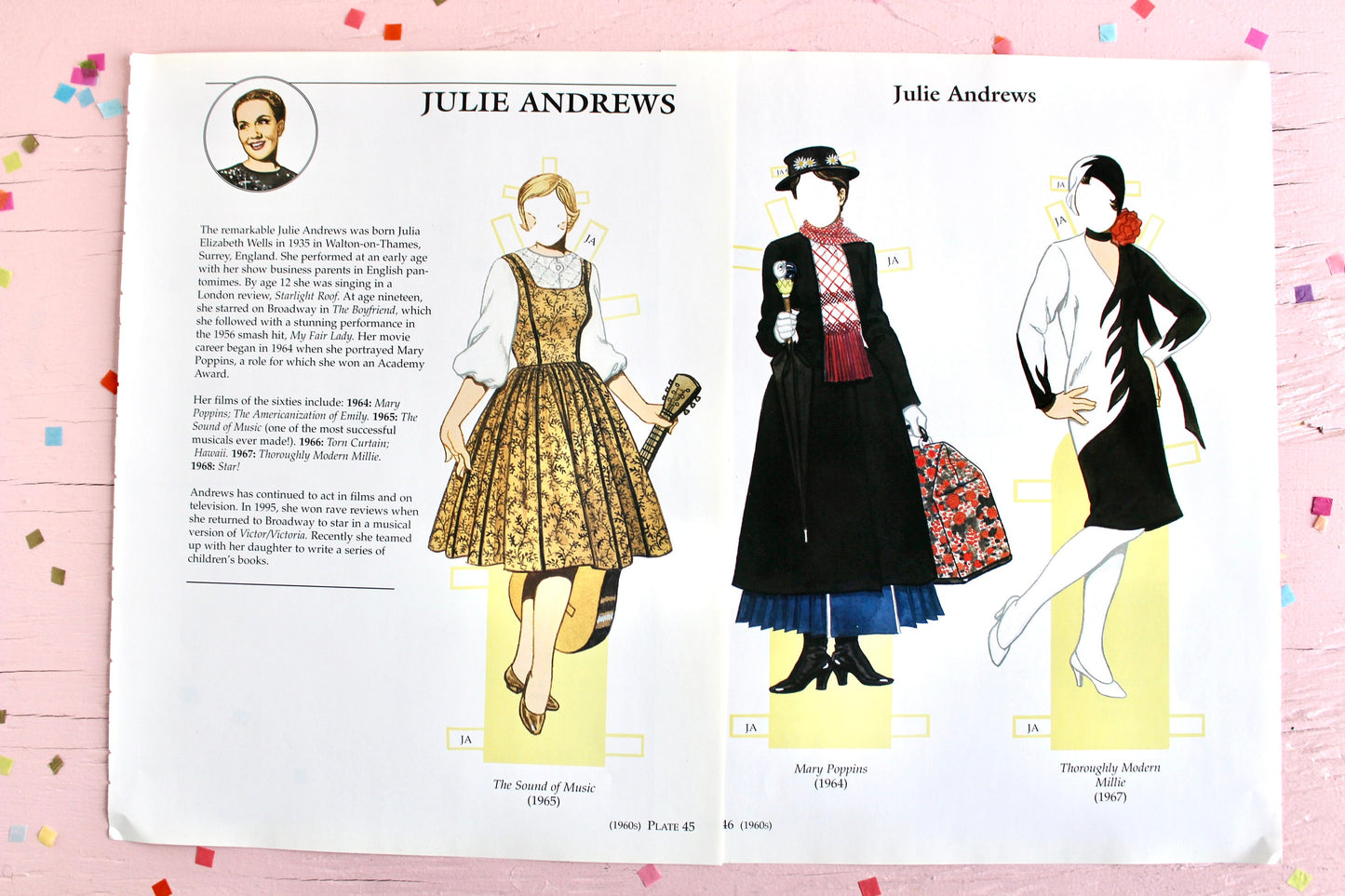 Hollywood Movie Star Paper Doll Set, Julie Andrews Anne Bancroft, 1960s Hollywood Fashion Paper Doll, Crafts Scrapbooking Journal Supplies