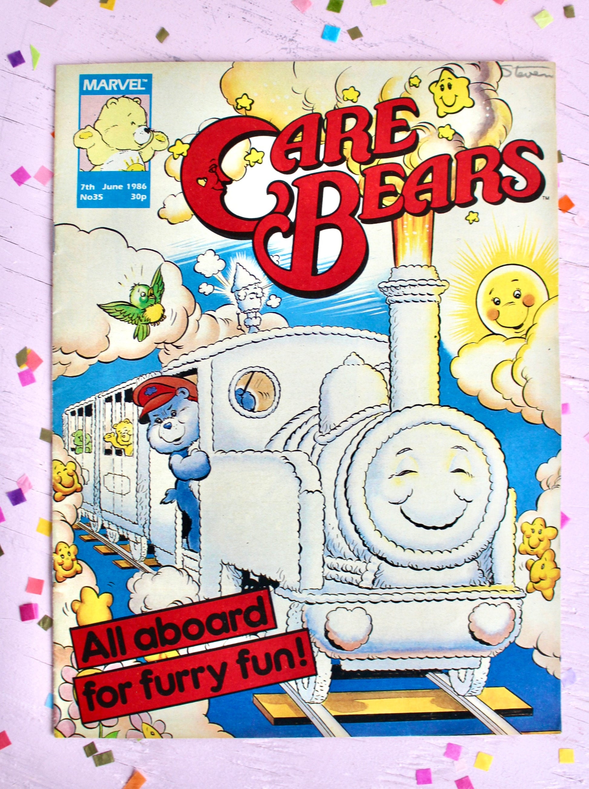 UK Care Bear Comic Book, 80s Vintage Care Bear Magazine, Marvel Care Bear Comic, Grumpy Care Bear Ads Games Toys