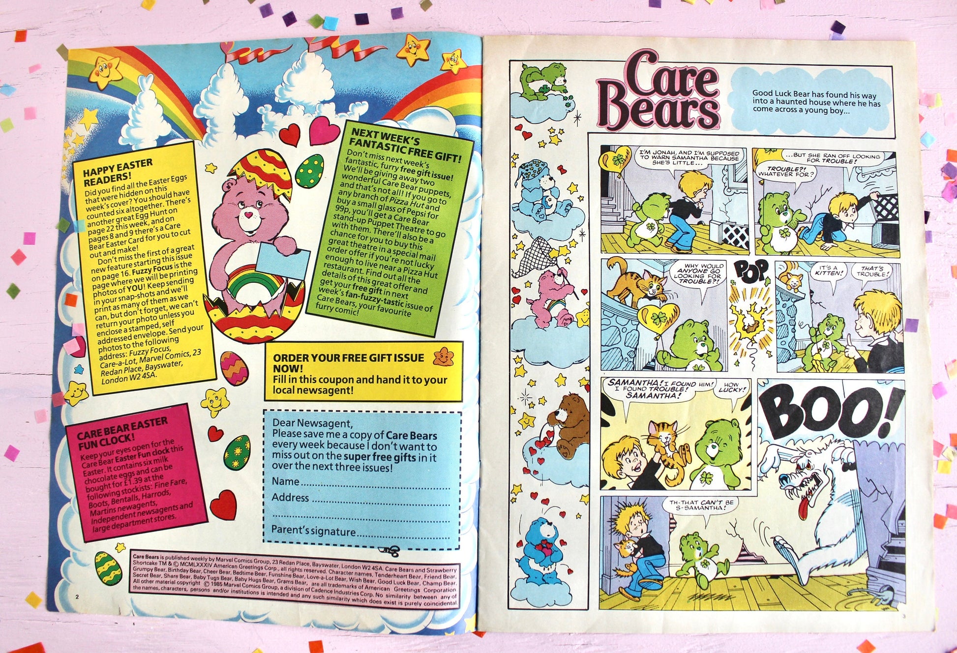 UK Care Bear Comic Book, 80s Vintage Care Bear Magazine, Marvel Care Bear Comic, Easter Spring Care Bear Ads Games Toys