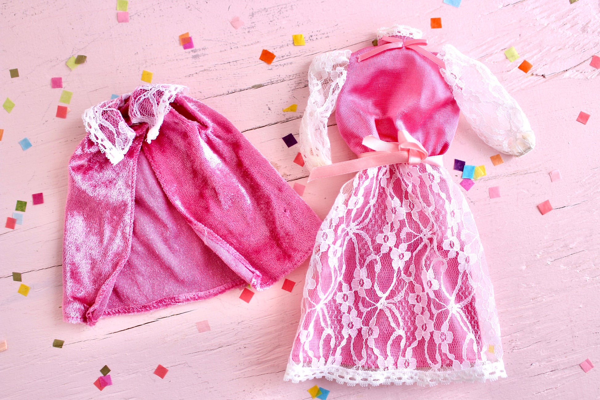 The Heart Family New Arrival Mom Pink Lace Outfit, Vintage 80s Heart Family Dress, 80s 90s Barbie Doll Fashion Clothes