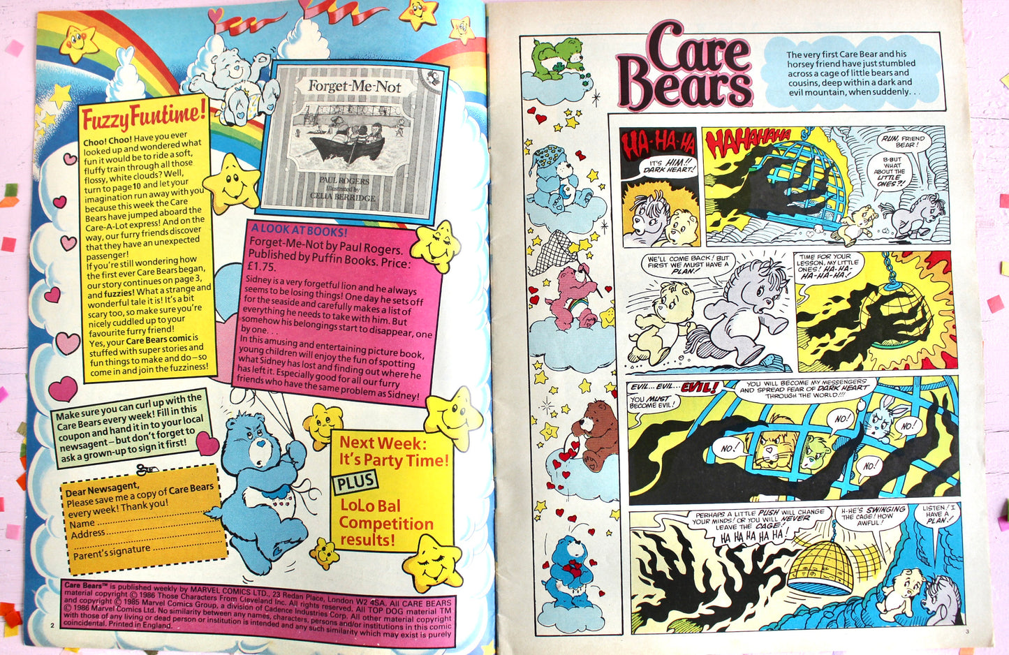 UK Care Bear Comic Book, 80s Vintage Care Bear Magazine, Marvel Care Bear Comic, Grumpy Care Bear Ads Games Toys