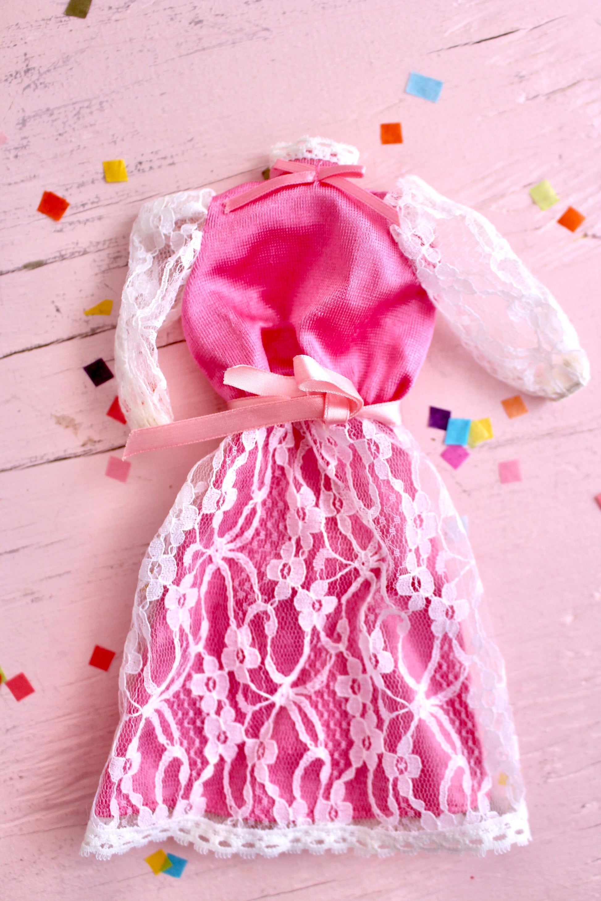 The Heart Family New Arrival Mom Pink Lace Outfit, Vintage 80s Heart Family Dress, 80s 90s Barbie Doll Fashion Clothes