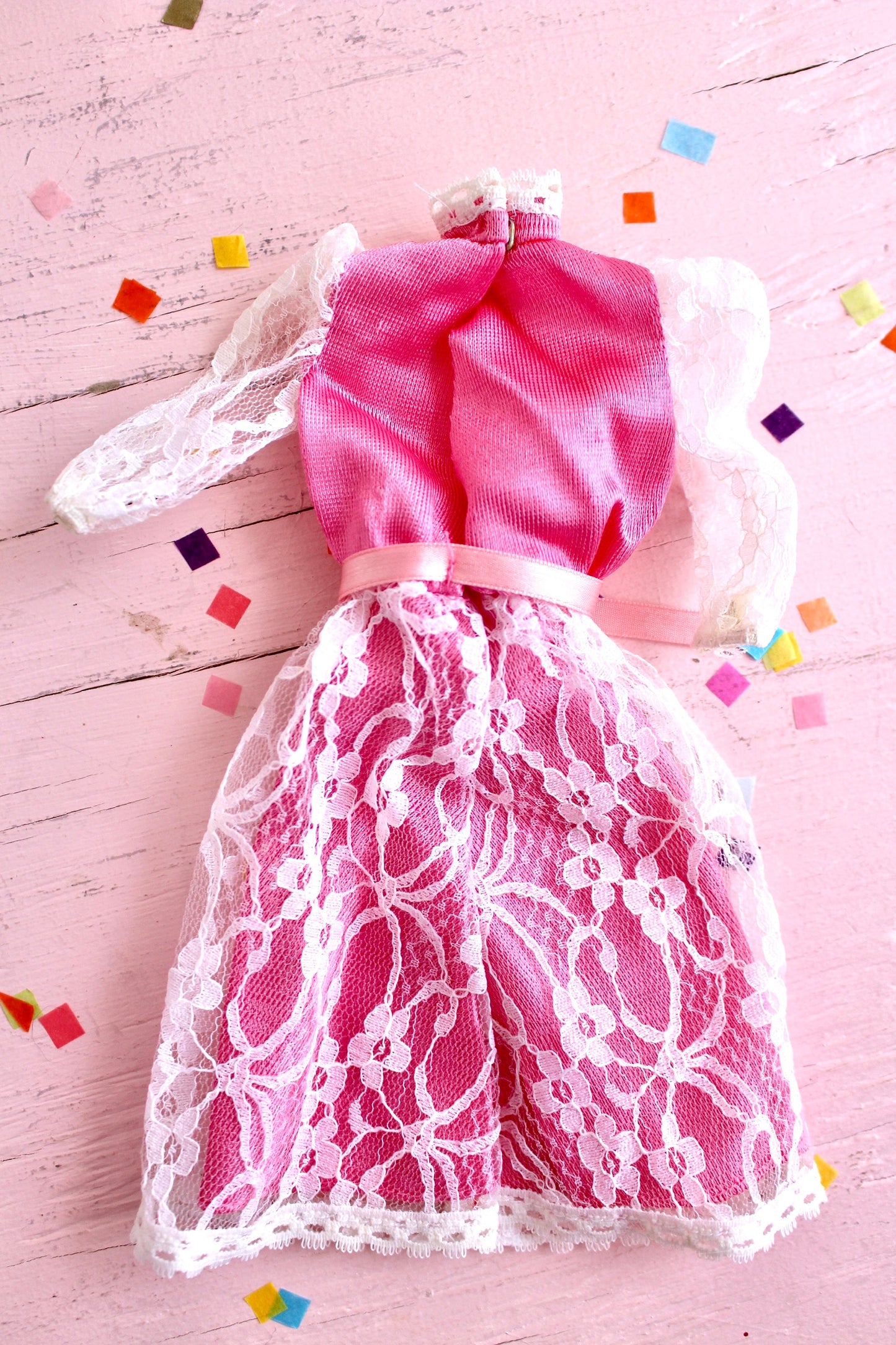 The Heart Family New Arrival Mom Pink Lace Outfit, Vintage 80s Heart Family Dress, 80s 90s Barbie Doll Fashion Clothes