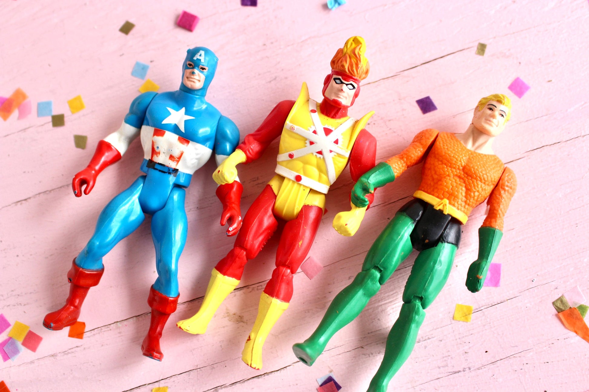 DC Marvel Action Figure Toys, Choose Your Own, Aquaman, Captain America, Firestorm, Vintage 1980s Boy Superhero Action Figures