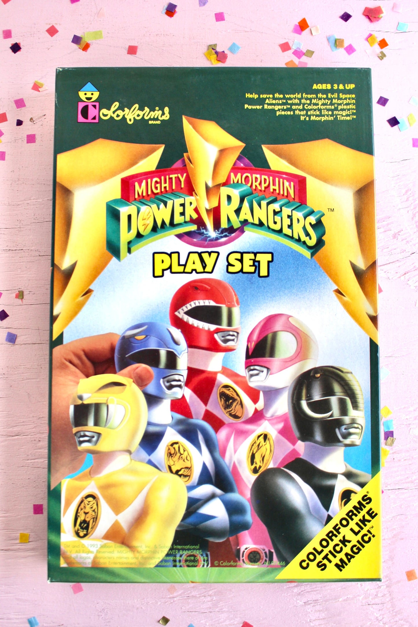 Power Rangers Colorforms Play Set, Vintage 90s Kids Vinyl Cling Colorforms Collector Activity Set, Retro Power Rangers Kids Toy