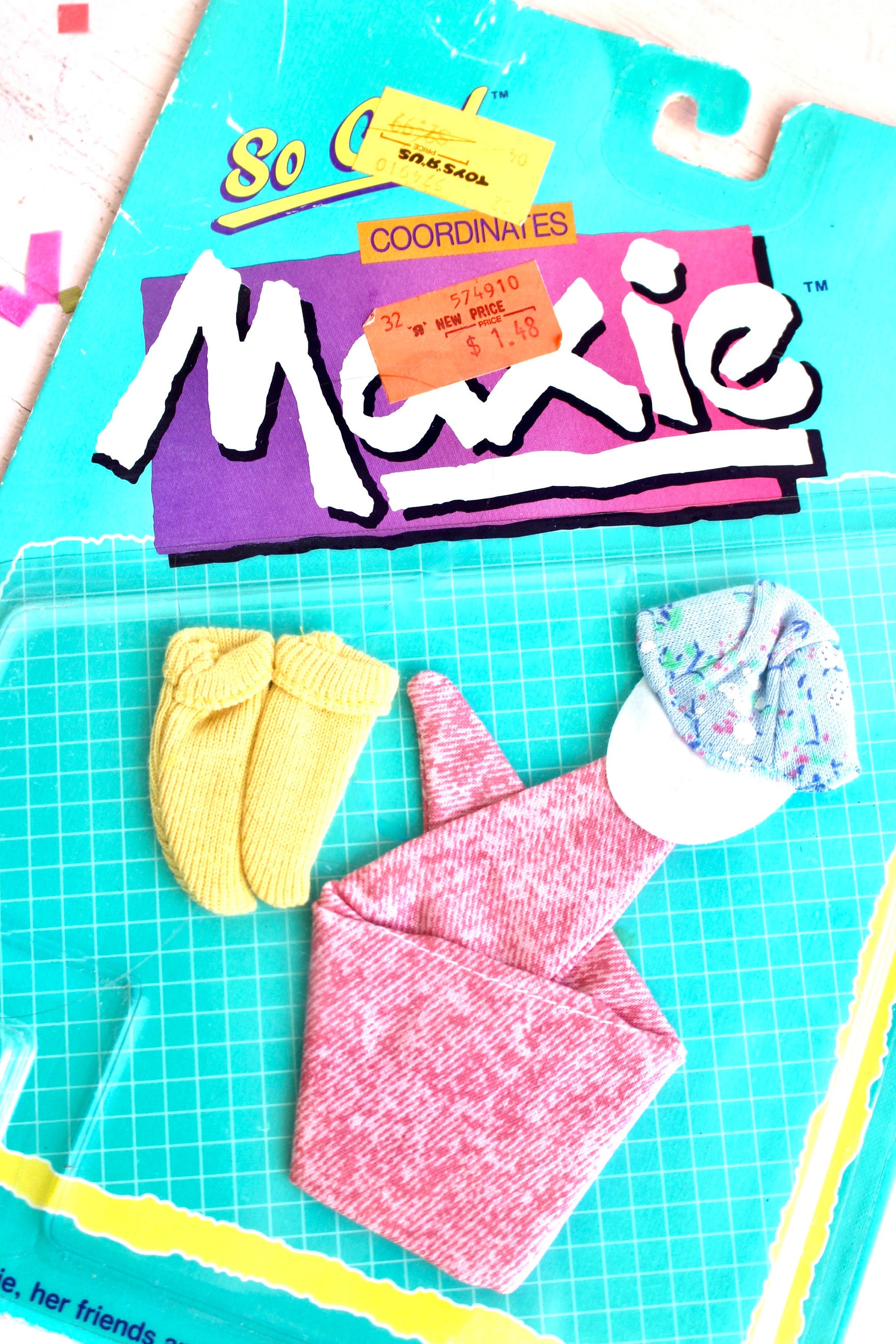 Maxie So Cool Coordinates, Vintage 80s Maxie Doll Clothes and Accessories, Maxie Doll Hat Earrings Socks Shawl, Maxie Fashion Doll Outfit