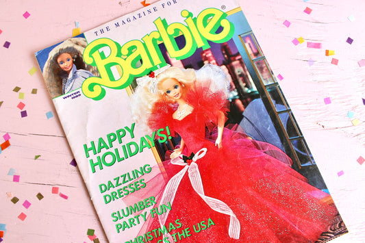 Happy Holidays Barbie Magazine for Kids Winter 1988, Vintage 80s Holiday Barbie Comic, Perfume Pretty Barbie Poster