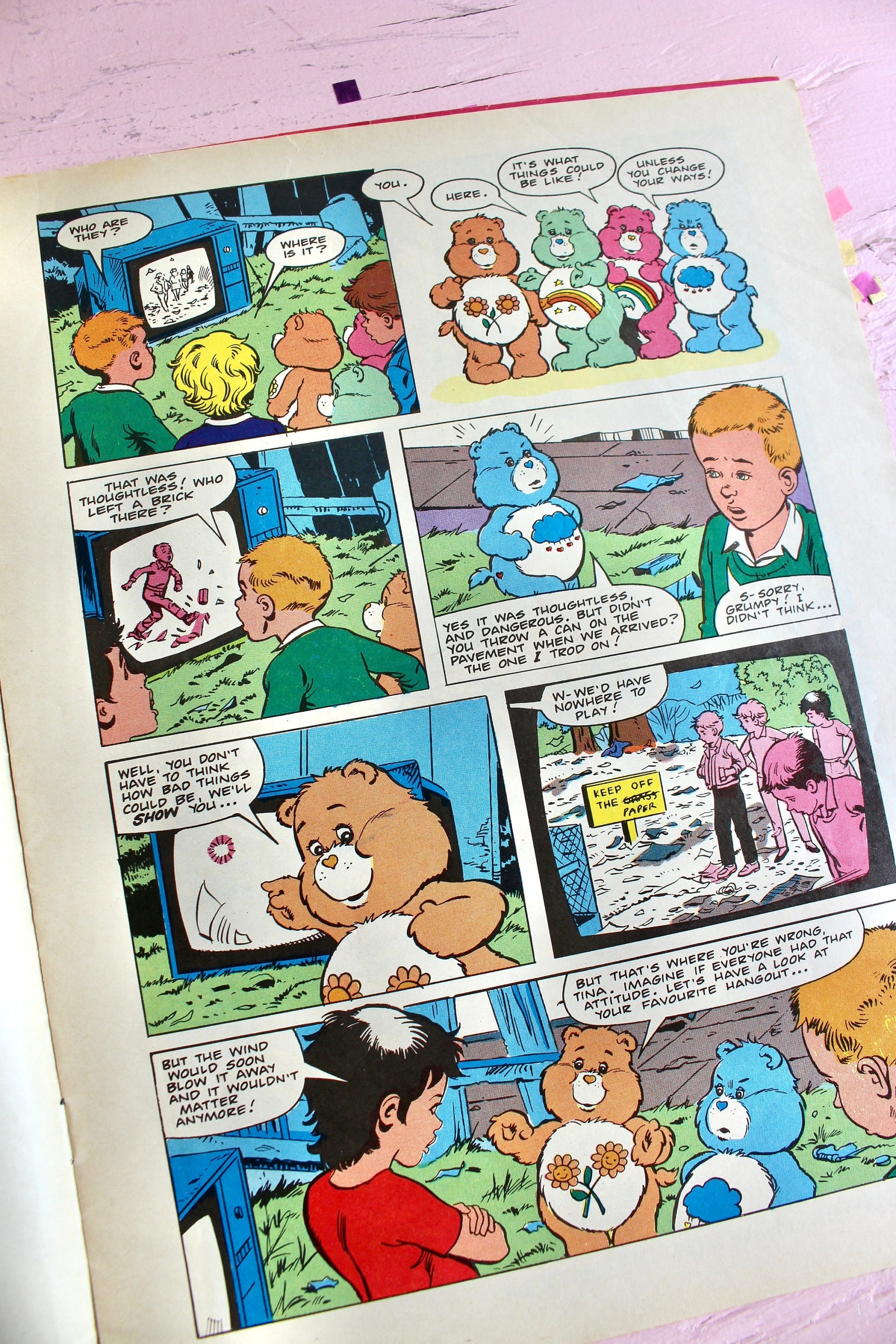 UK Share Care Bear Marvel Comic Book, 80s Vintage Care Bear Magazine, Earth Day Spring, Rare Strawberry Shortcake Comic