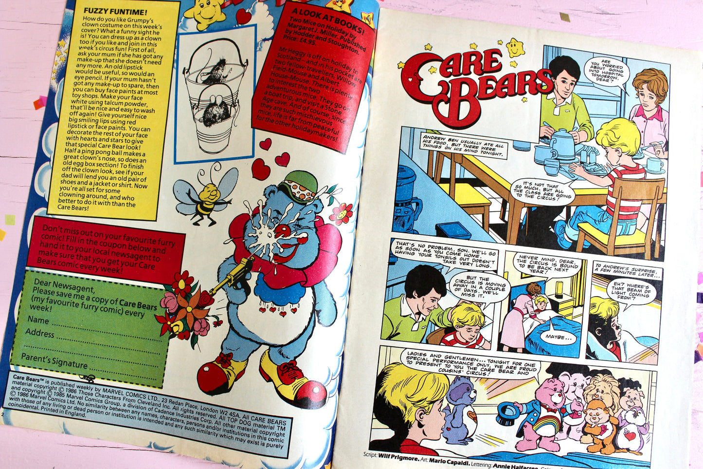 UK Grumpy Care Bear Marvel Comic Book, 80s Vintage Care Bear Magazine, Summer Circus Themed, Rare Strawberry Shortcake Comic