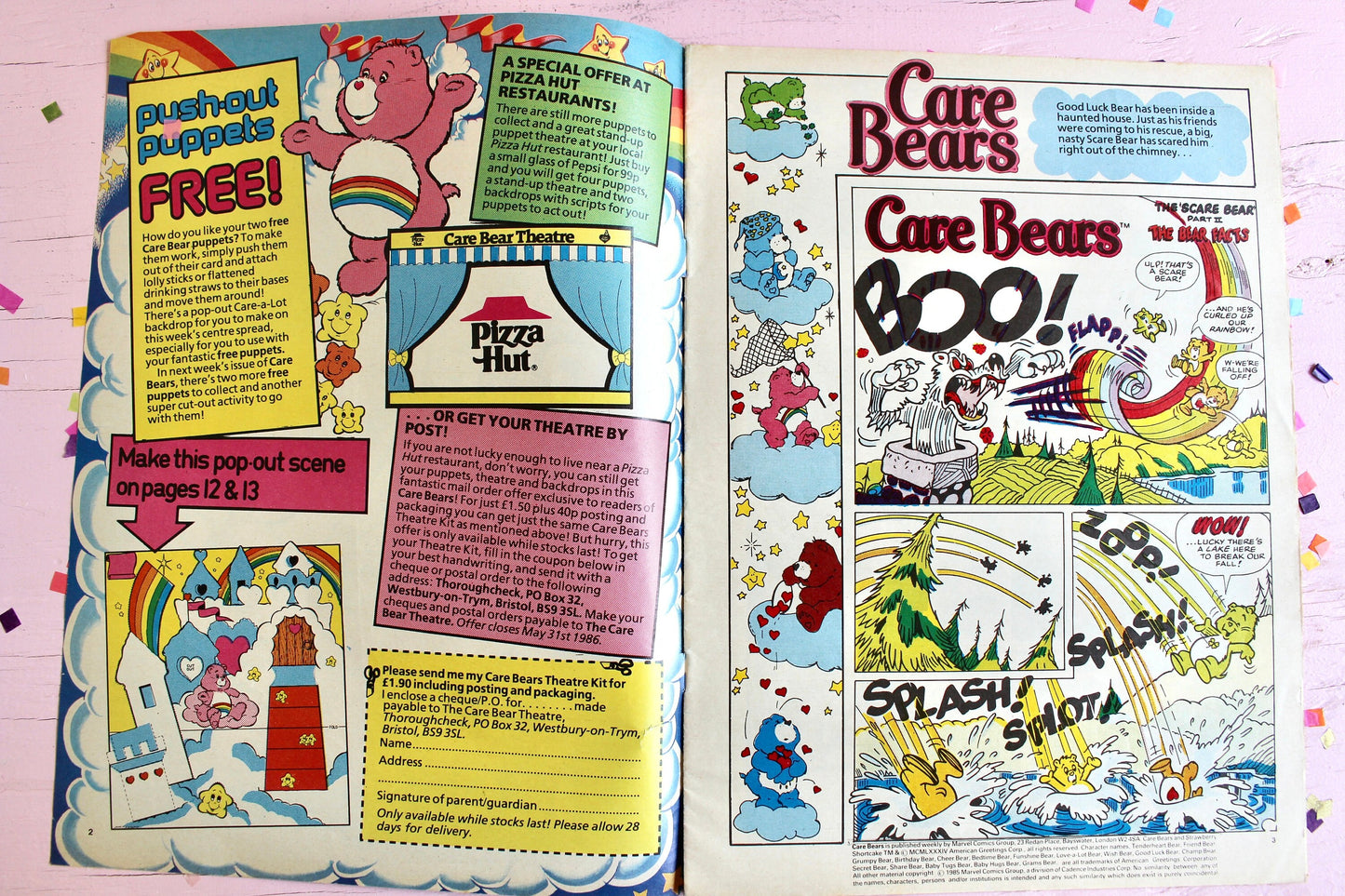 UK Care Bear Comic Book, 80s Vintage Care Bear Magazine, Marvel Care Bear Comic, Easter Spring Care Bear Ads Games Toys