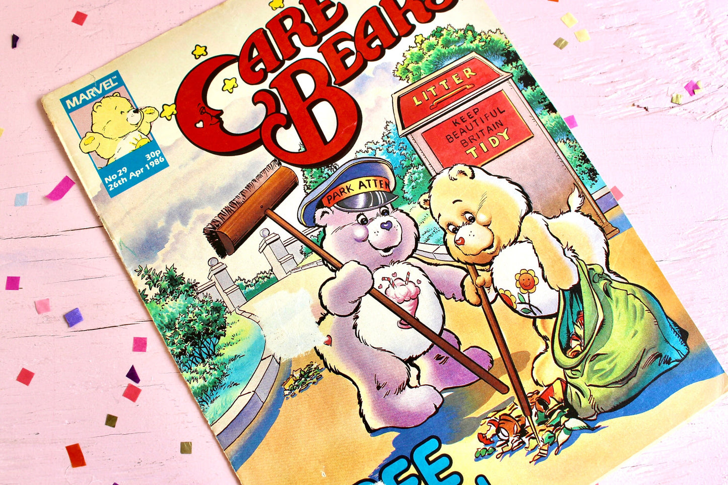 UK Share Care Bear Marvel Comic Book, 80s Vintage Care Bear Magazine, Earth Day Spring, Rare Strawberry Shortcake Comic