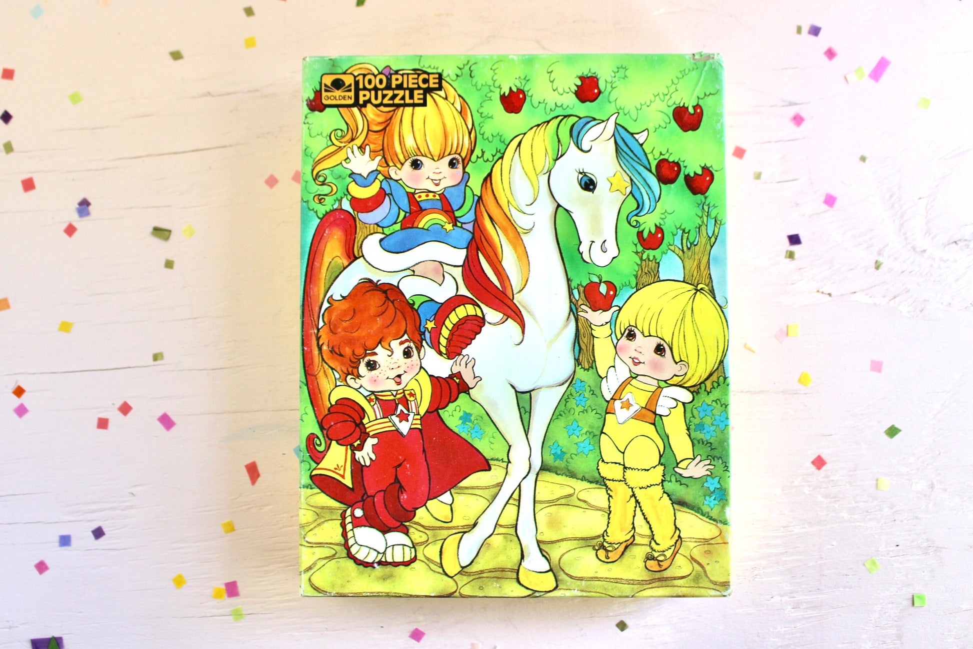 Rainbow Brite Apple Tree Jigsaw Puzzle, Vintage 80s Rainbow Brite Color Kids Puzzle Toy, Retro Rainbow Brite Toy Room Decor