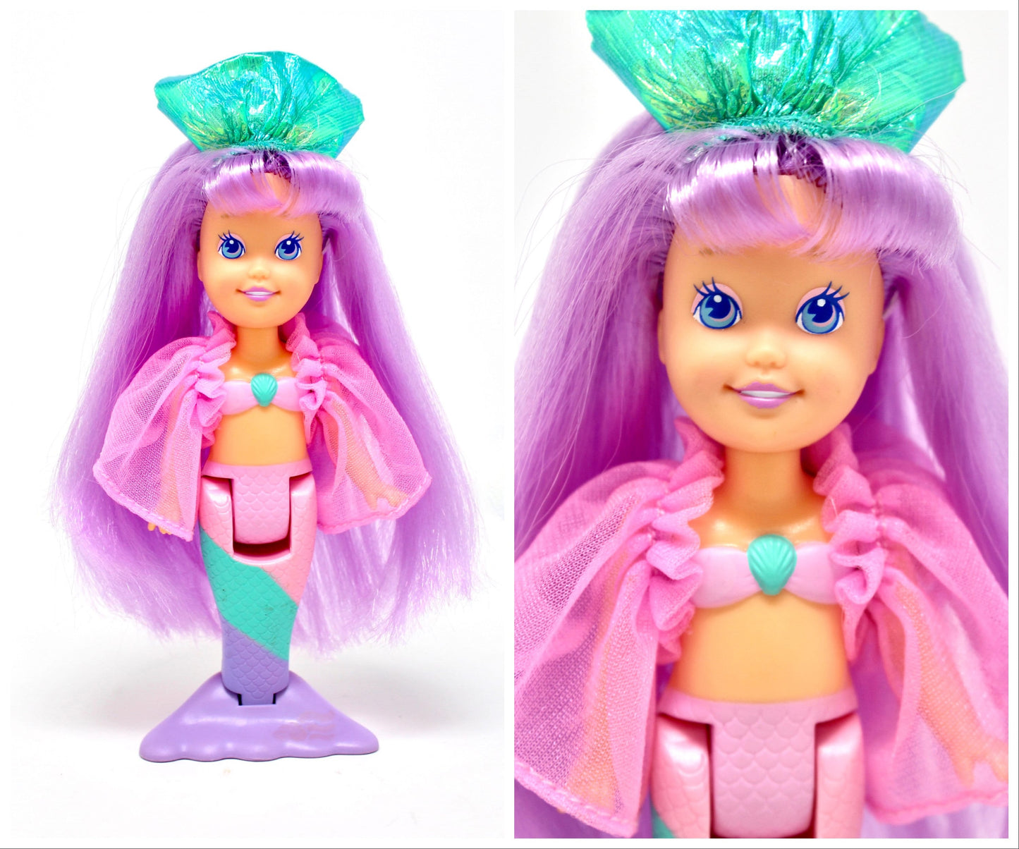 My Pretty Mermaid Rainbow Beauty Doll, Playskool 1990s Rainbow Mermaid Dolls, Vintage Mermaid Bathtub Toy, Purple Hair Fin and Accessories