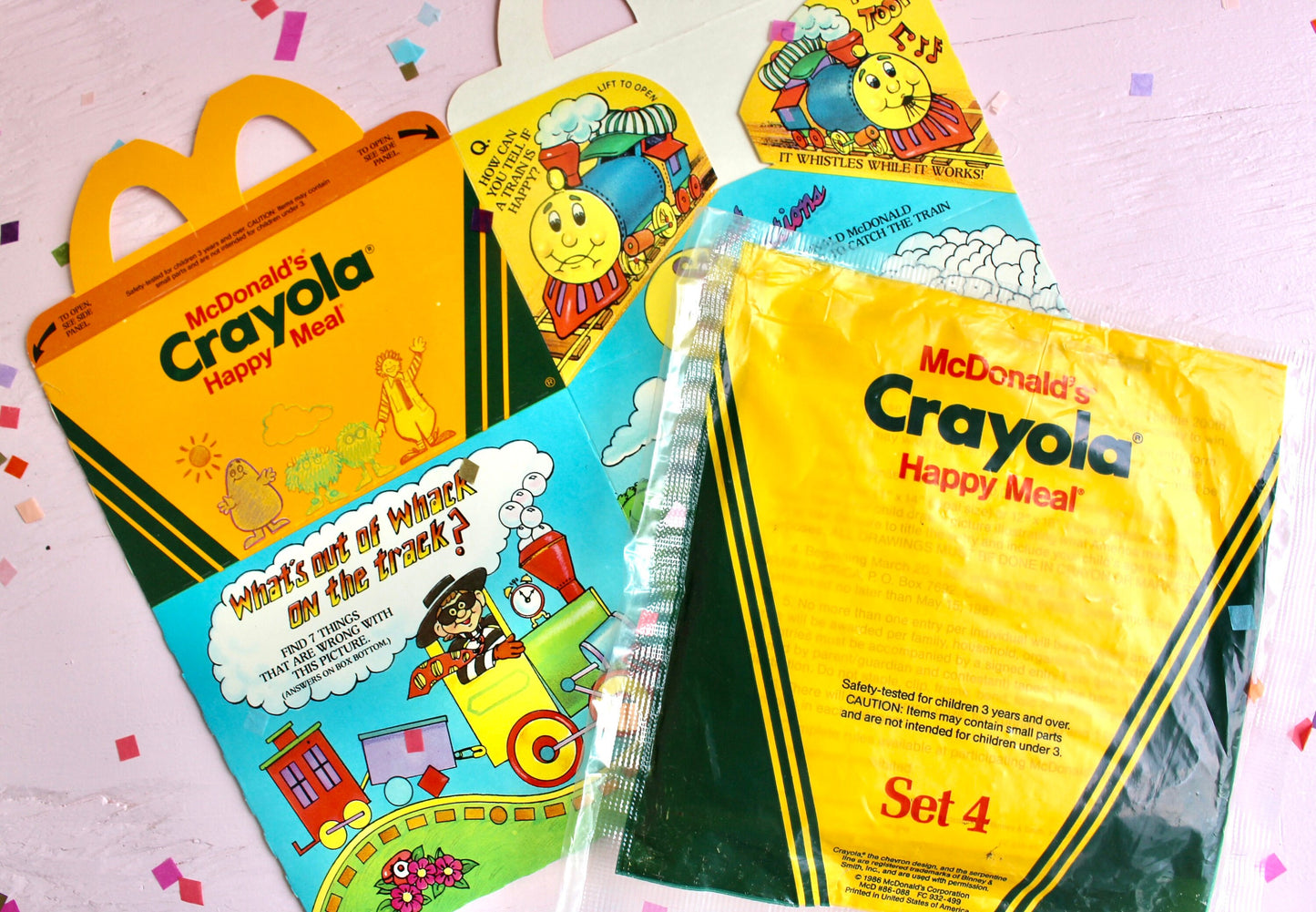 McDonalds Back to School Fun Pack, Vintage 80s Nostalgia Crayola Happy Meal Toy and Box Set, Lunchbox Pencil Eraser Ruler Magazine Books