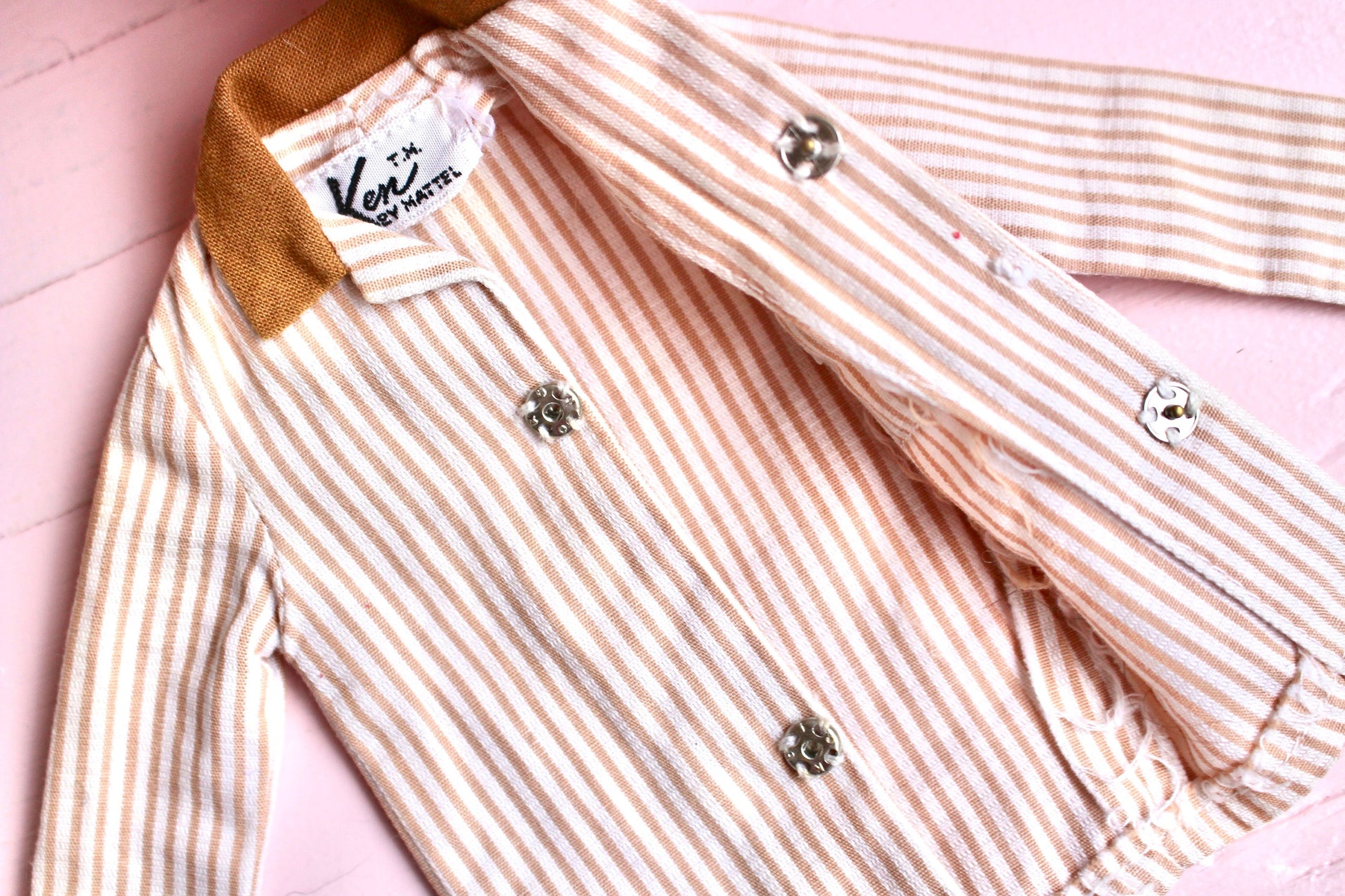 1960s Ken Shirts, Choose Your Own, Fountain Boy 1407, Sleeper Set 781, 60s Ken White Tan Brown Striped Shirt, Retro Ken Doll Fashions