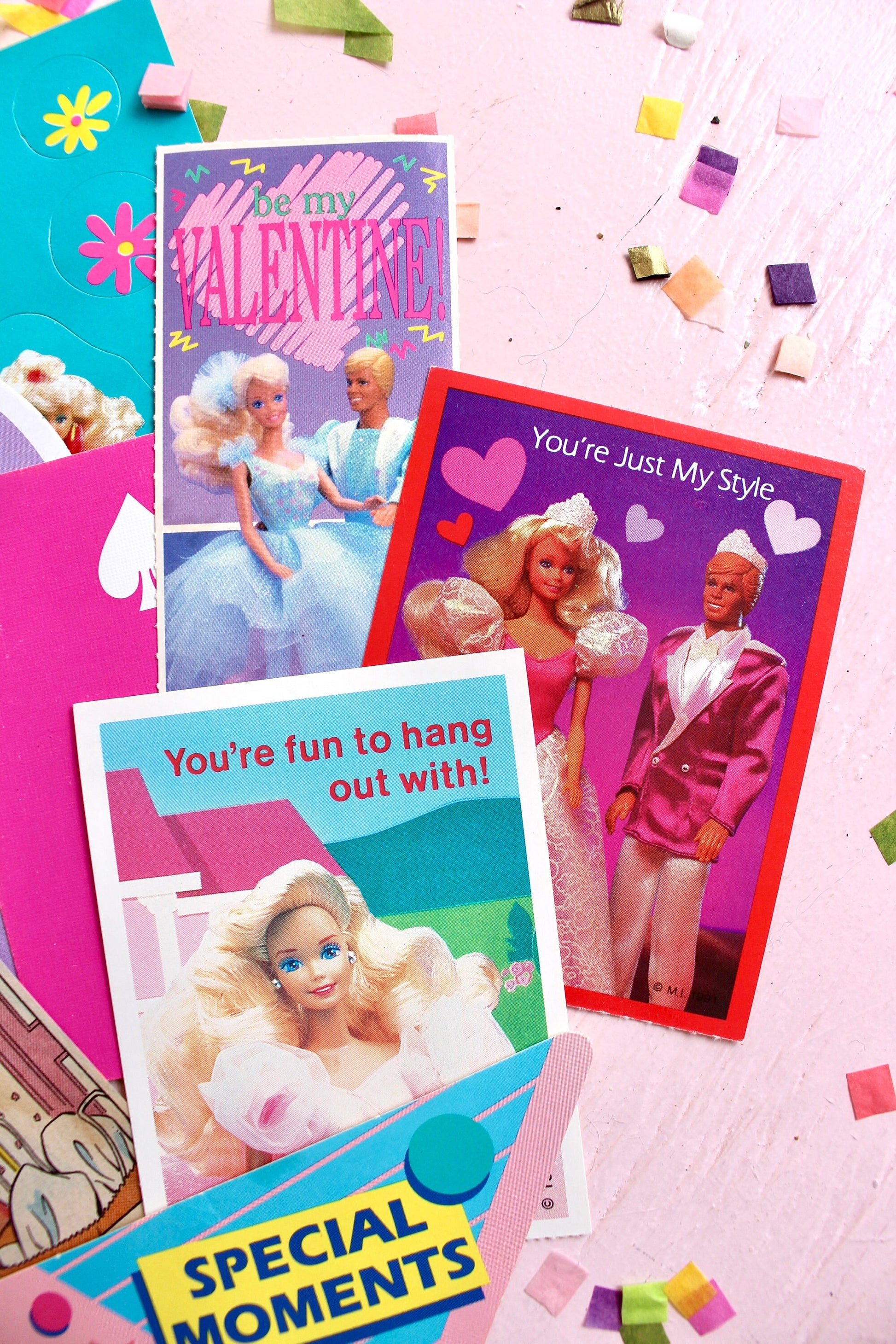 Barbie Paper Ephemera Craft Pack, Barbie Cards Stickers Comic Strips Valentines, 80s 90s Girl Scrapbook Journal Craft Supplies