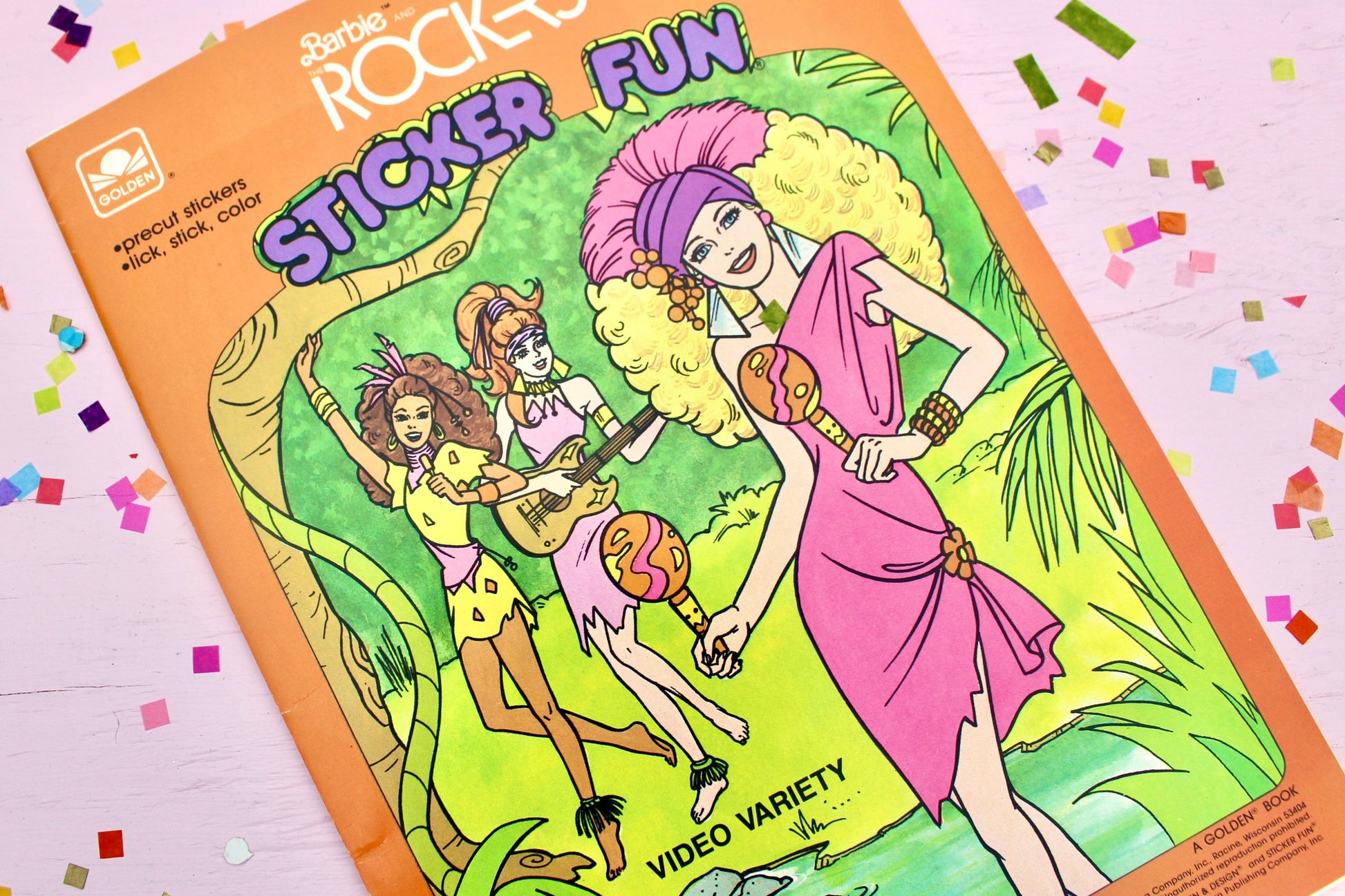 Barbie and the Rockers Sticker Fun Book, 1980s Vintage Barbie Coloring Paint Sticker Activity Book, Retro 80s Barbie Party Gift