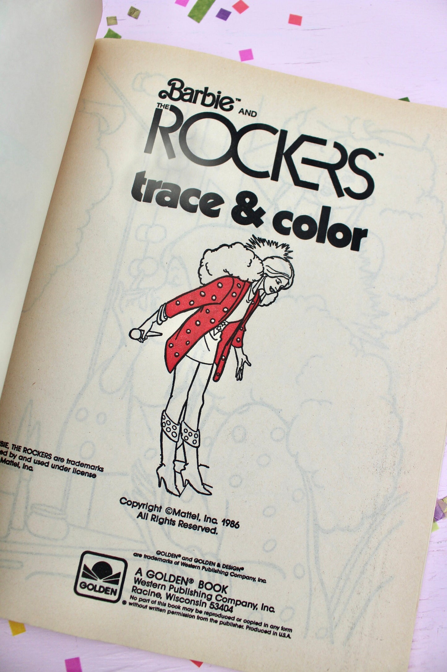 Barbie and the Rockers Trace and Color Activity Book, 1980s Vintage Barbie Pain Sticker Book, Retro 80s Barbie Rockers Doll Party Gift