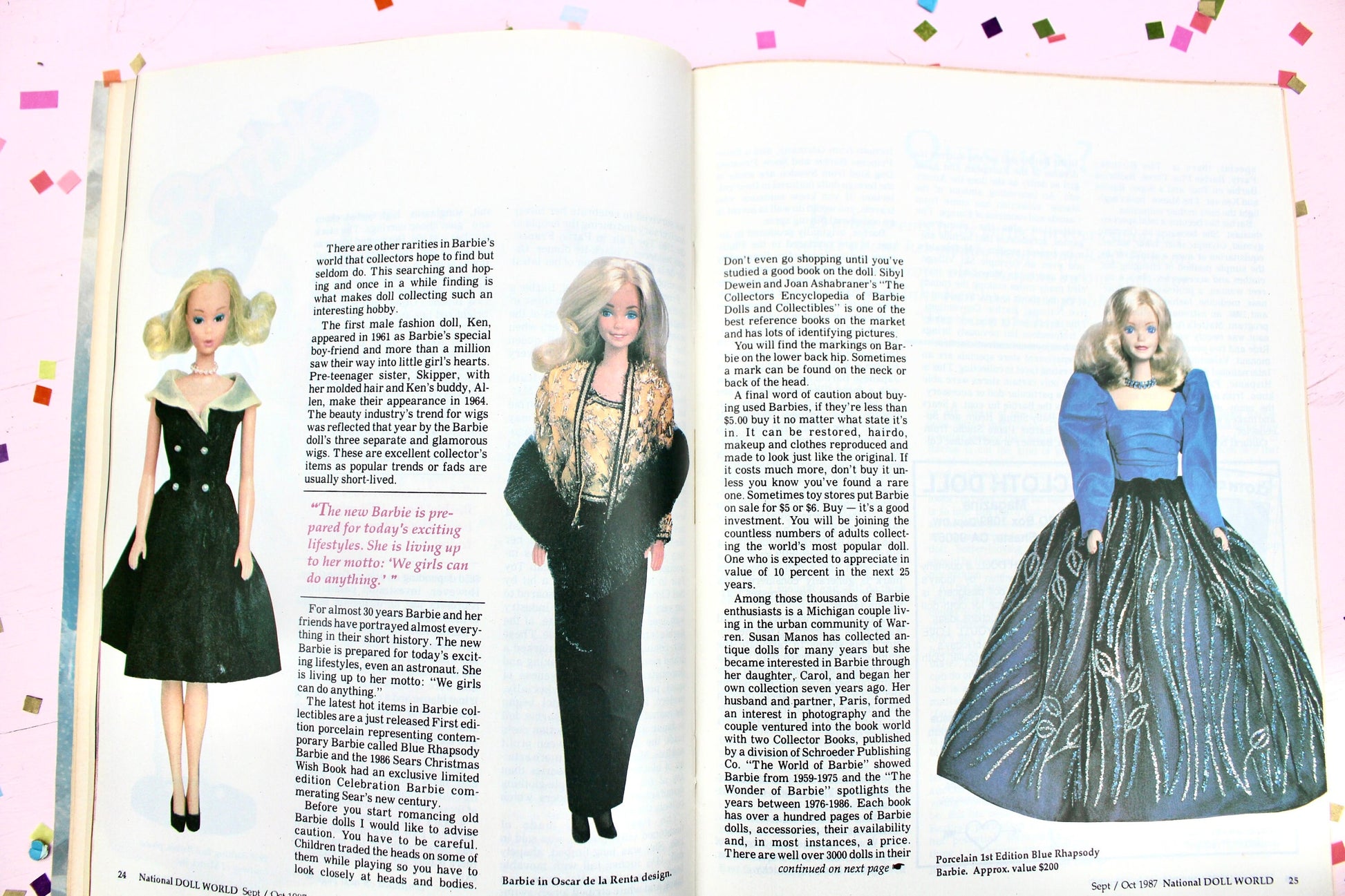 Vintage Superstar Barbie Doll World Magazine, 1990s Collectible Doll Catalogue Ads Articles, Barbie Doll Collector Paper Book