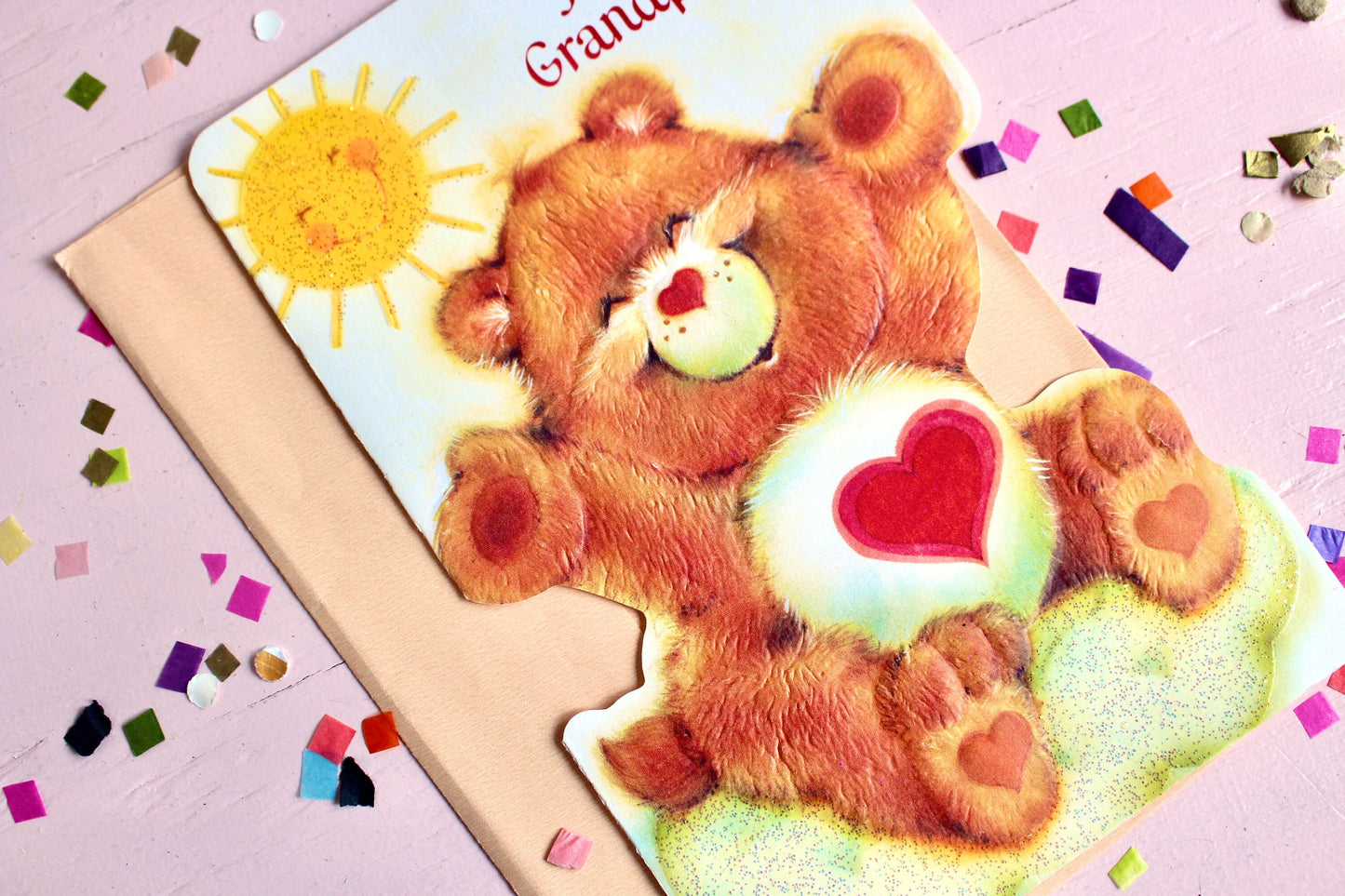 Vintage Care Bear Grandpa Gretting Card, Collectible 1980s Care Bear Card, Grandfather's Day Care Bear Paper Ephemera