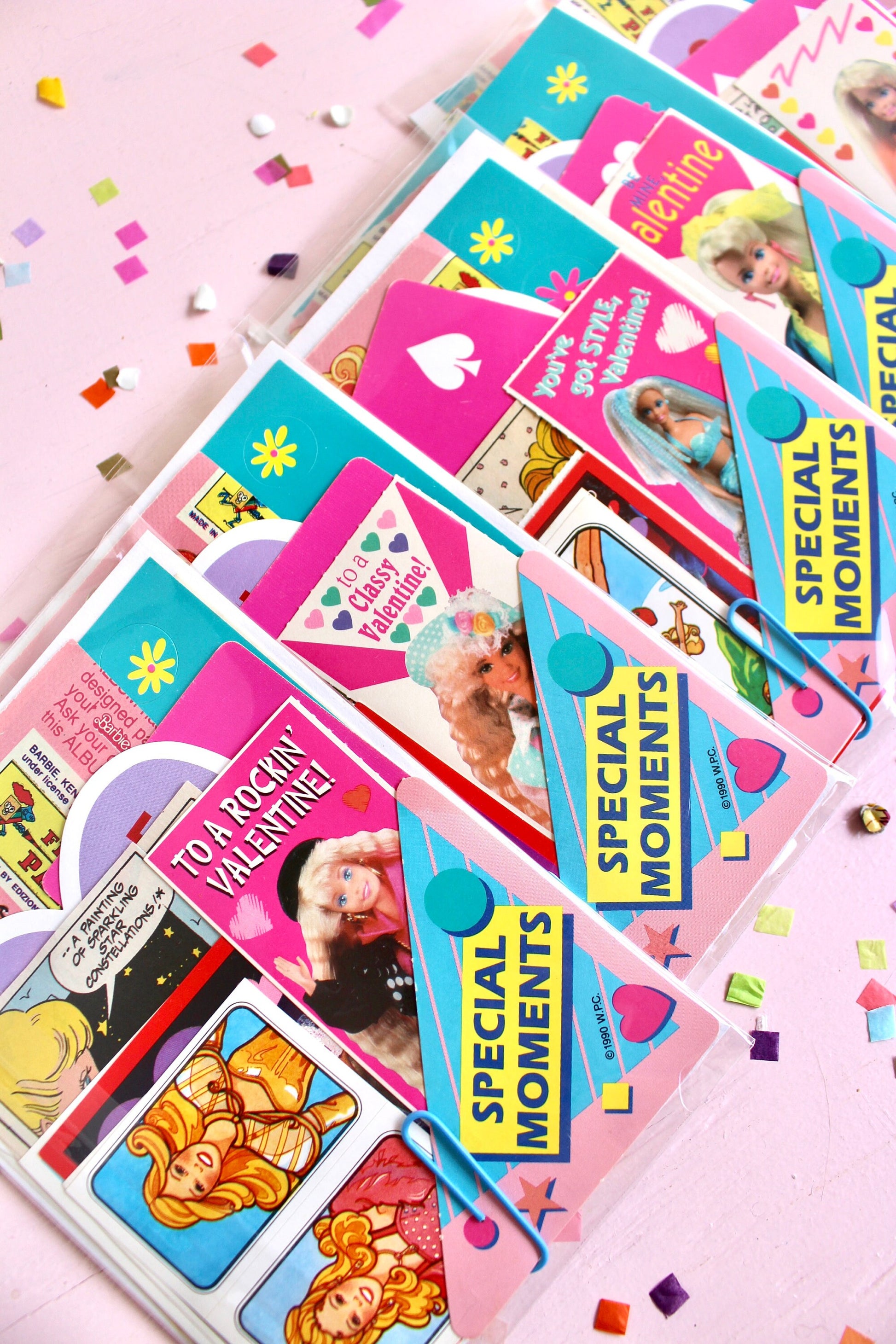 Barbie Paper Ephemera Craft Pack, Barbie Cards Stickers Comic Strips Valentines, 80s 90s Girl Scrapbook Journal Craft Supplies