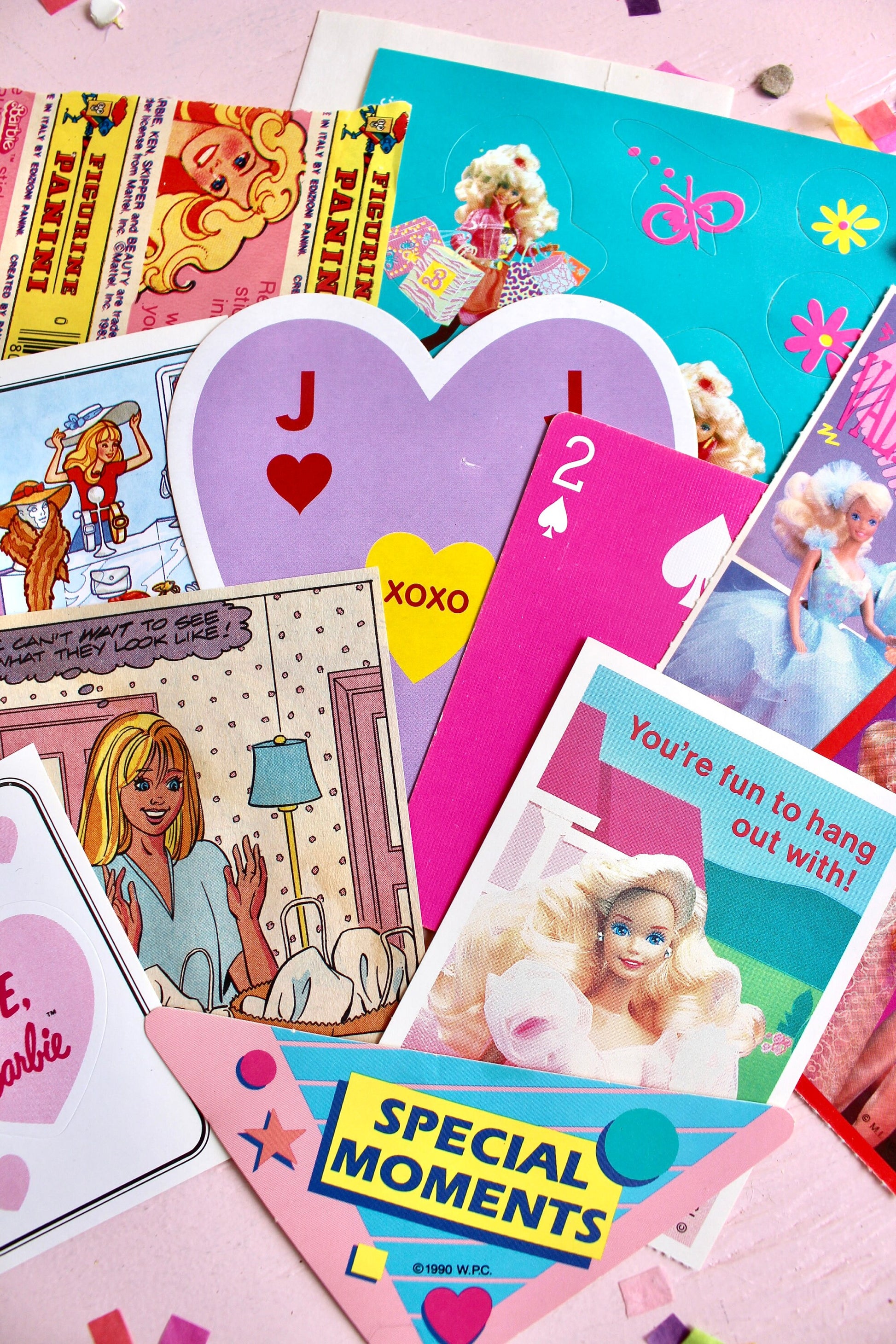 Barbie Paper Ephemera Craft Pack, Barbie Cards Stickers Comic Strips Valentines, 80s 90s Girl Scrapbook Journal Craft Supplies