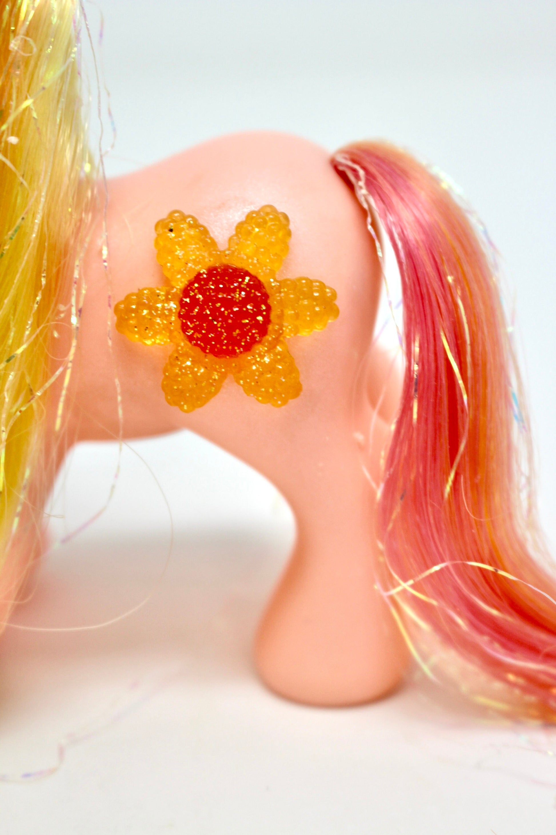 My Little Pony G3 Sunny Sparkles, 2005 Vintage MLP Pink Orange Pony with Sunflower Cutie Mark and Sparkly Hair