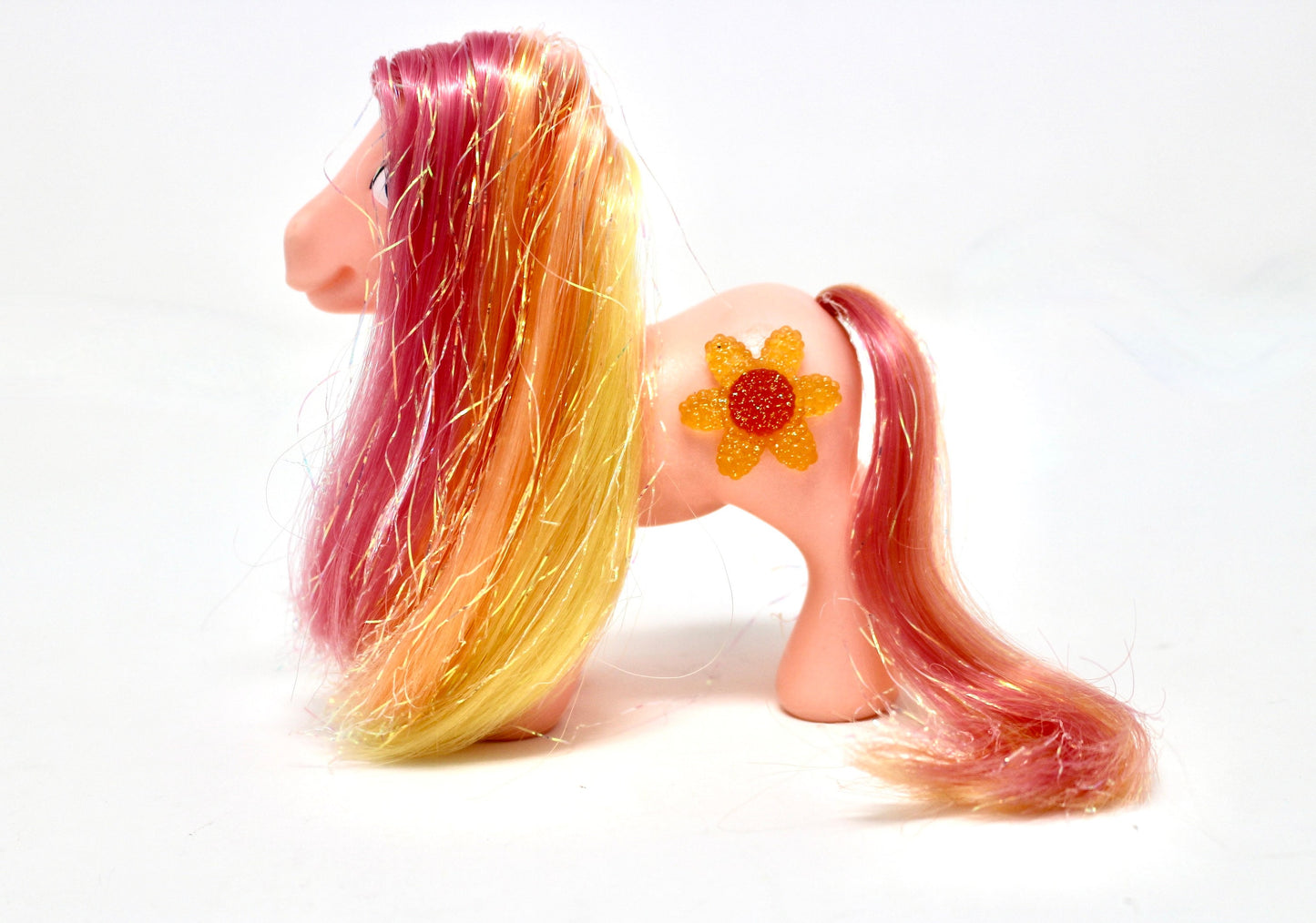 My Little Pony G3 Sunny Sparkles, 2005 Vintage MLP Pink Orange Pony with Sunflower Cutie Mark and Sparkly Hair