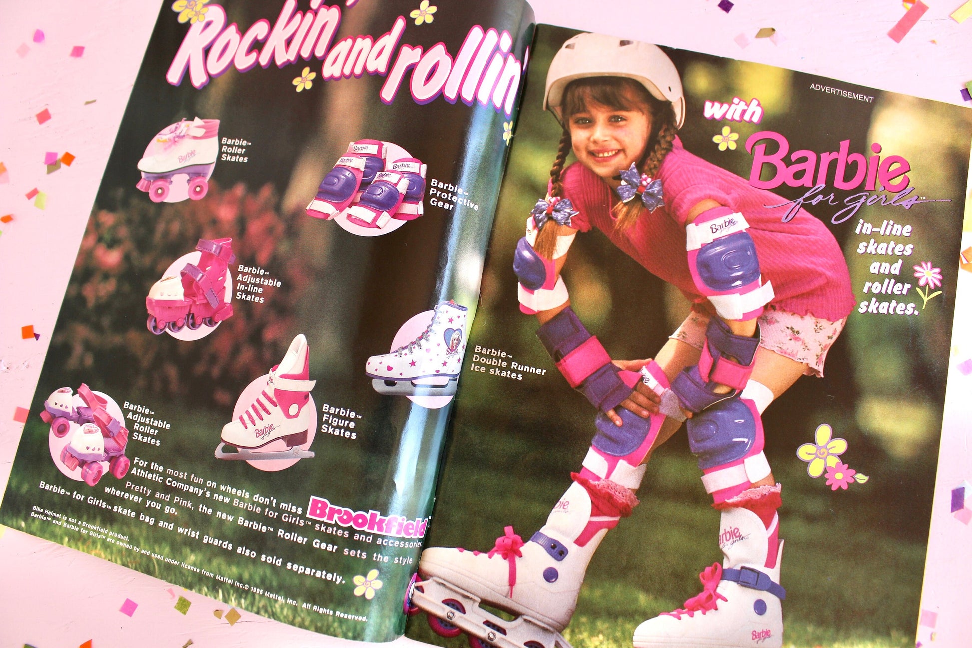 Rollerblade Hot Skatin Barbie Magazine for Girls, 90s Vintage Barbie Movie Fashion Comic Activity Book