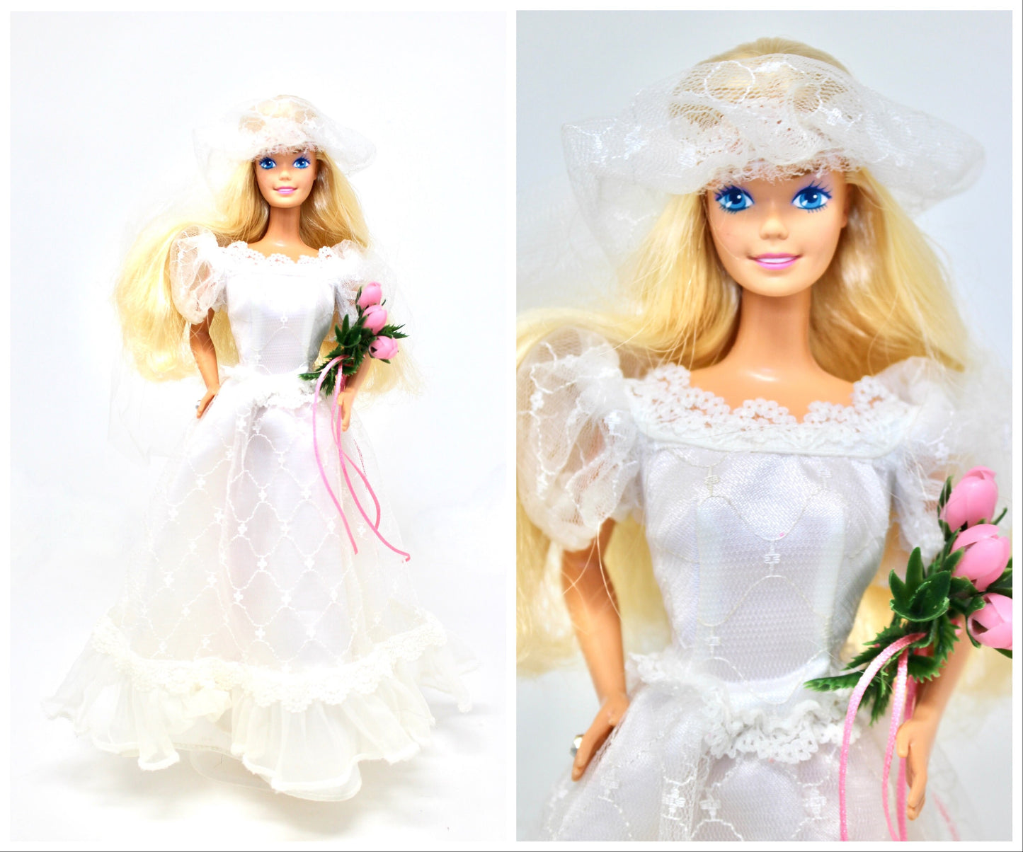 Wedding Barbie Doll, 80s 90s Barbie Wedding Gown, Vintage Barbie Bridal Clothes Accessories, 1990 Barbie Fashion Clothes Set