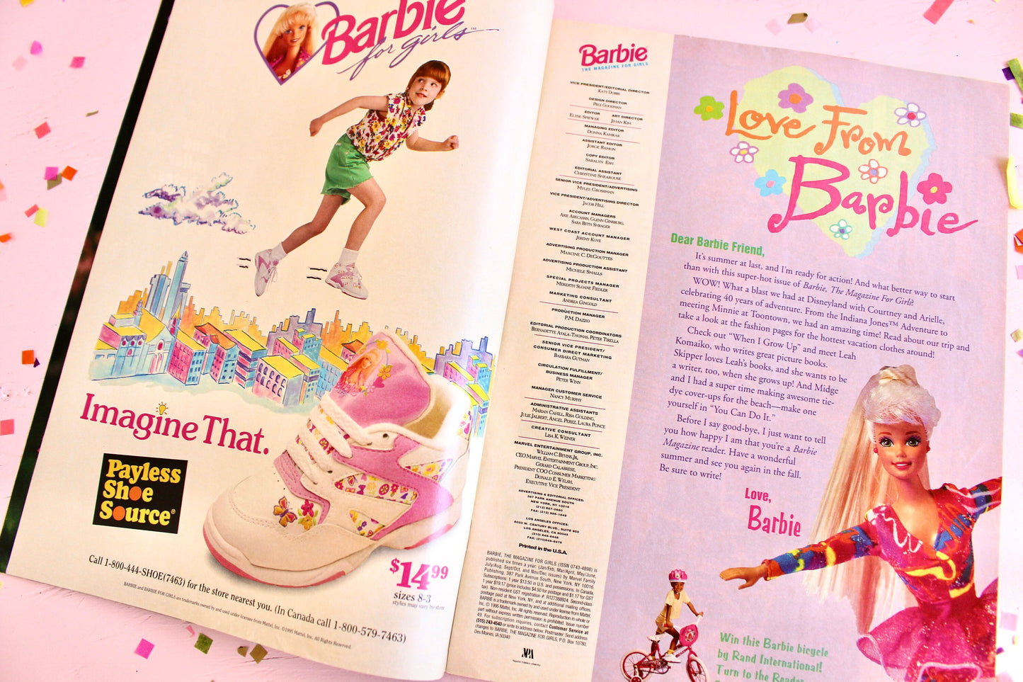 Rollerblade Hot Skatin Barbie Magazine for Girls, 90s Vintage Barbie Movie Fashion Comic Activity Book