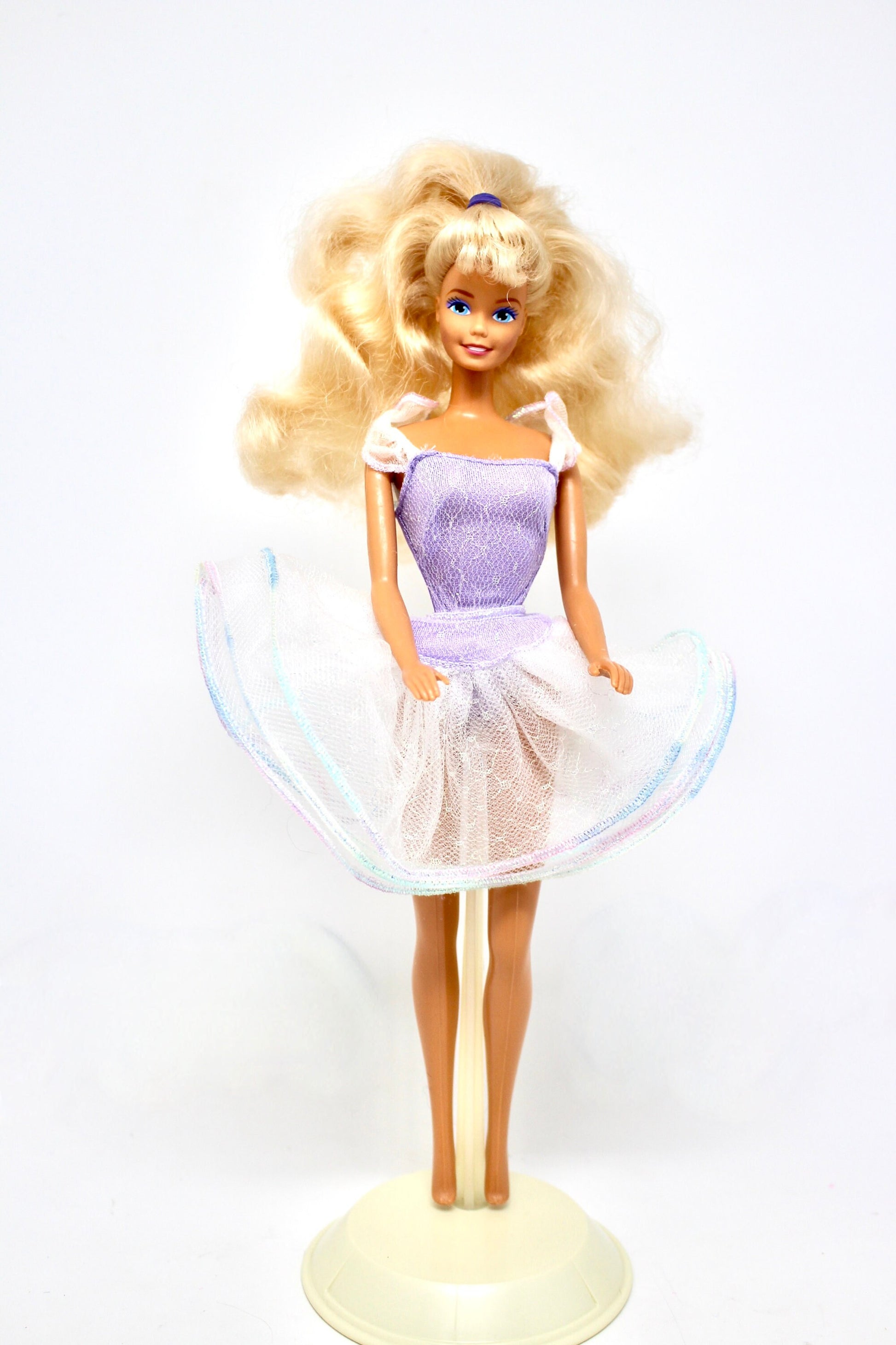 1990s My First Barbie Ballerina Doll, Purple Iridescent Ruffles Blonde Barbie Doll, Ballet Dancer Barbie Doll Fashion Outfit