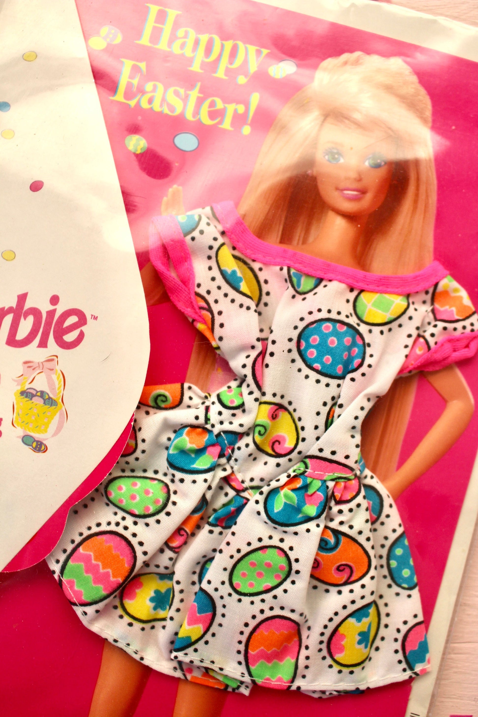 Barbie Fashion Greeting Card, Girls Barbie Doll Easter Card wih Envelope, Easter Barbie Fashion Dress, Barbie Stationery Ephemera Card