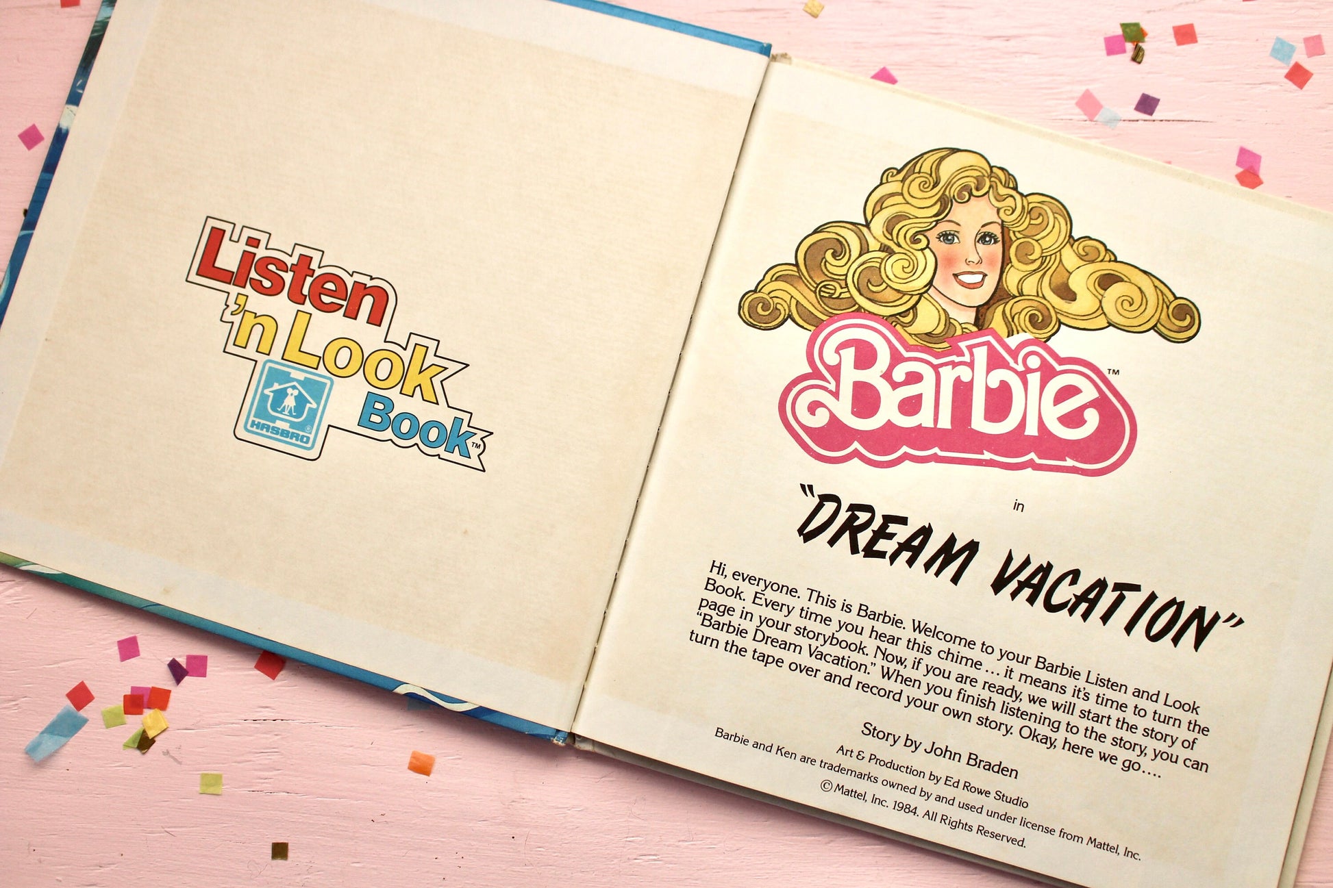 Barbie Dream Vacation Book, 1980s Superstar Era Barbie Hardcover Book, Beach Hawaiian Island Fun Barbie Themed Book, Barbie Beach Theme Gift