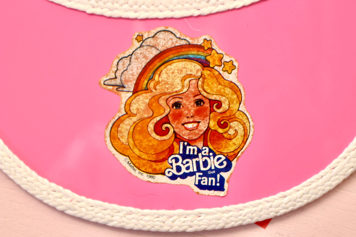 Barbie Fan Club Pink Visor, Vintage 80s Barbie Girls Fan Club Merchandise, Retro Barbie Clothing Accessories, Barbie Plastic Summer Kids Hat