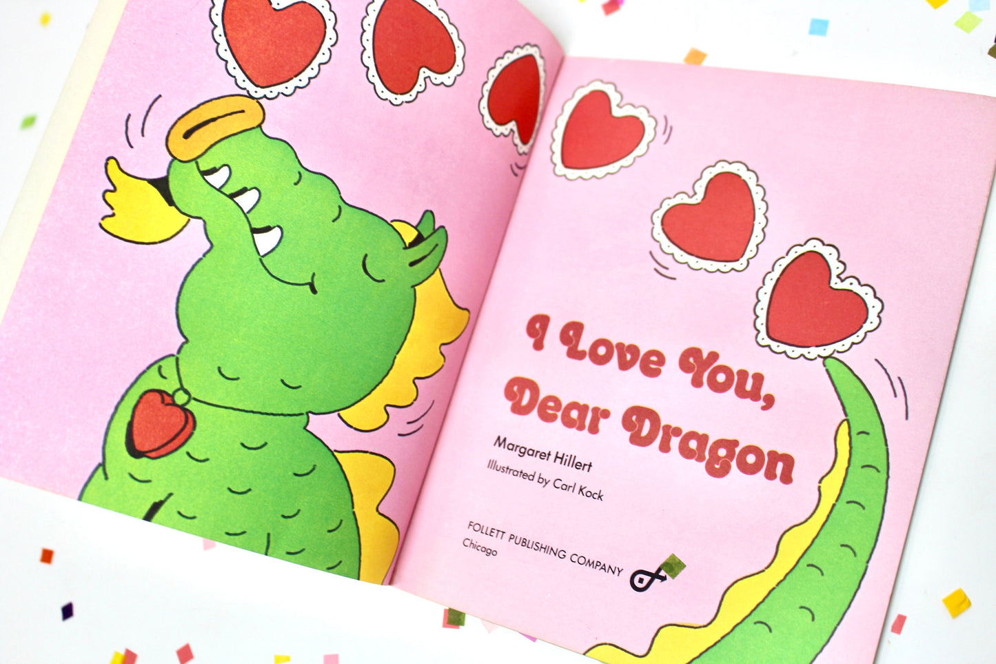 Valentines Day Kids Softcover Book, I Love You Dear Dragon, Vintage Valentines Reading for Kids, Retro V Day Dragon Teacher Classroom Book