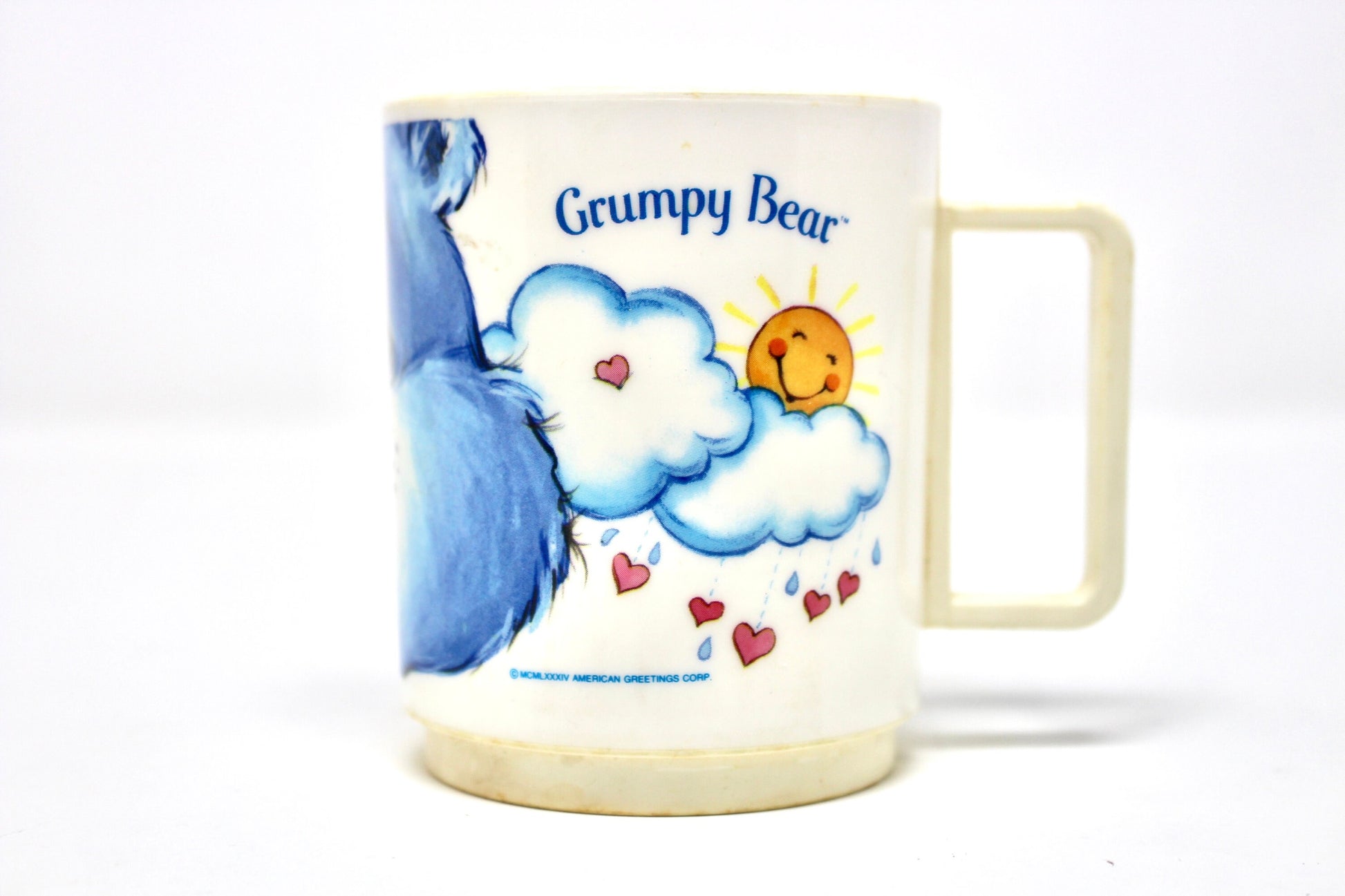 Grumpy Care Bear Melamine Cup, Vintage 1980s Care Bear Mug, Blue Care Bear Kids Dinnerware, Care Bear Merchandise, Retro Kids Care Bear Gift