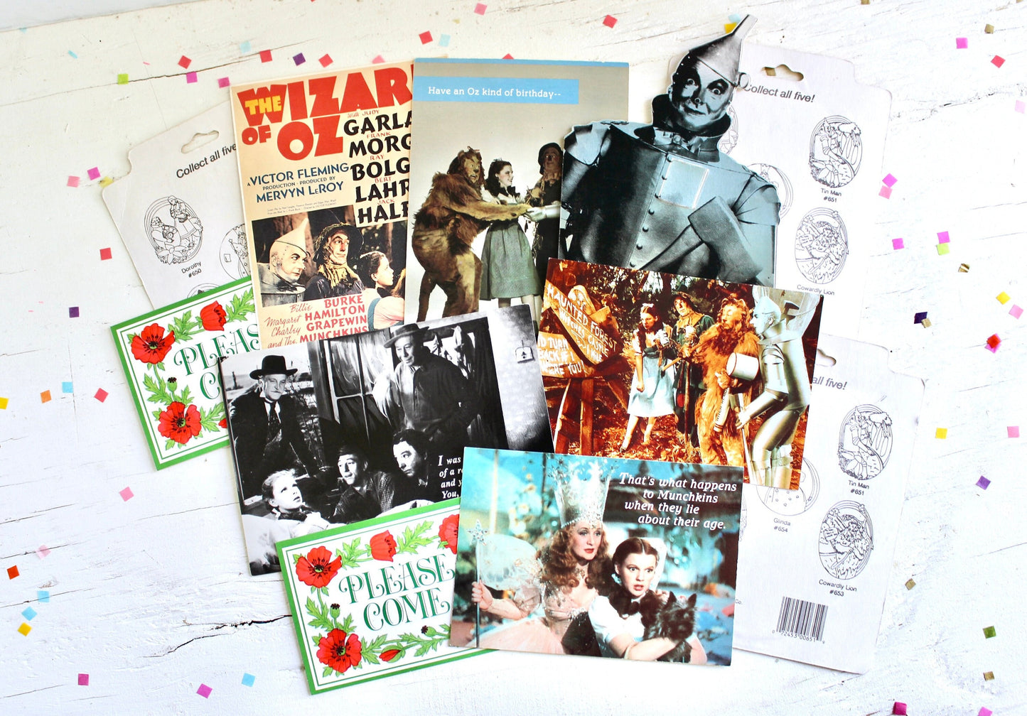 Wizard of Oz Greeting Card and Postcard Set, Vintage Wizard of Oz Paper and Ephemera Lot, Wizard of Oz Collectibles