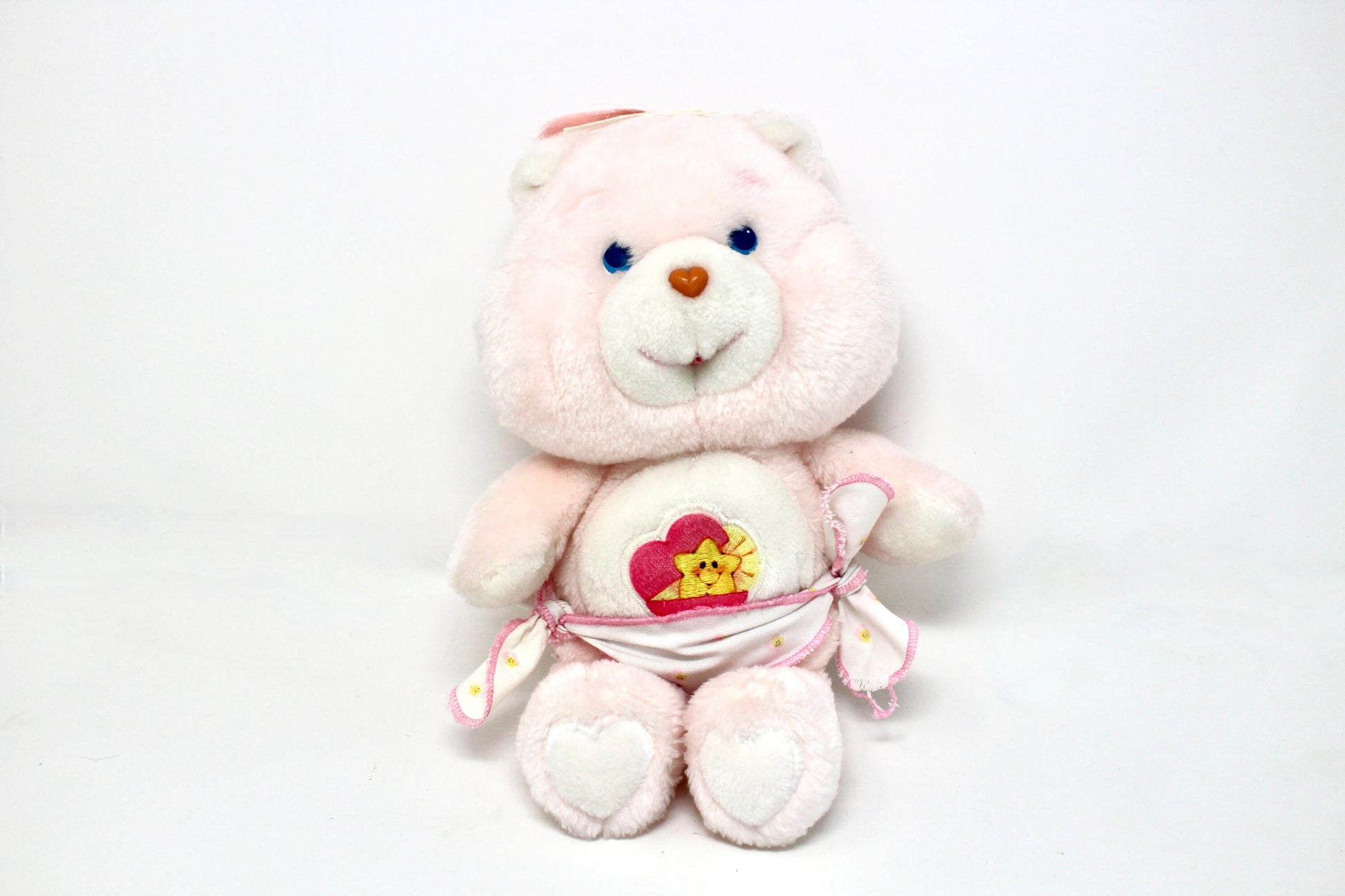 Baby Hugs Care Bear Plush, Vintage Soft Pink Bear Stuffed Animal, Pastel Pink Girls Baby Shower Gift, Retro Nature Theme Nursery Toy