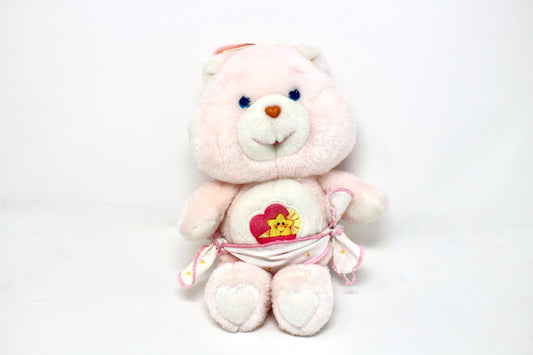 Baby Hugs Care Bear Plush, Vintage Soft Pink Bear Stuffed Animal, Pastel Pink Girls Baby Shower Gift, Retro Nature Theme Nursery Toy