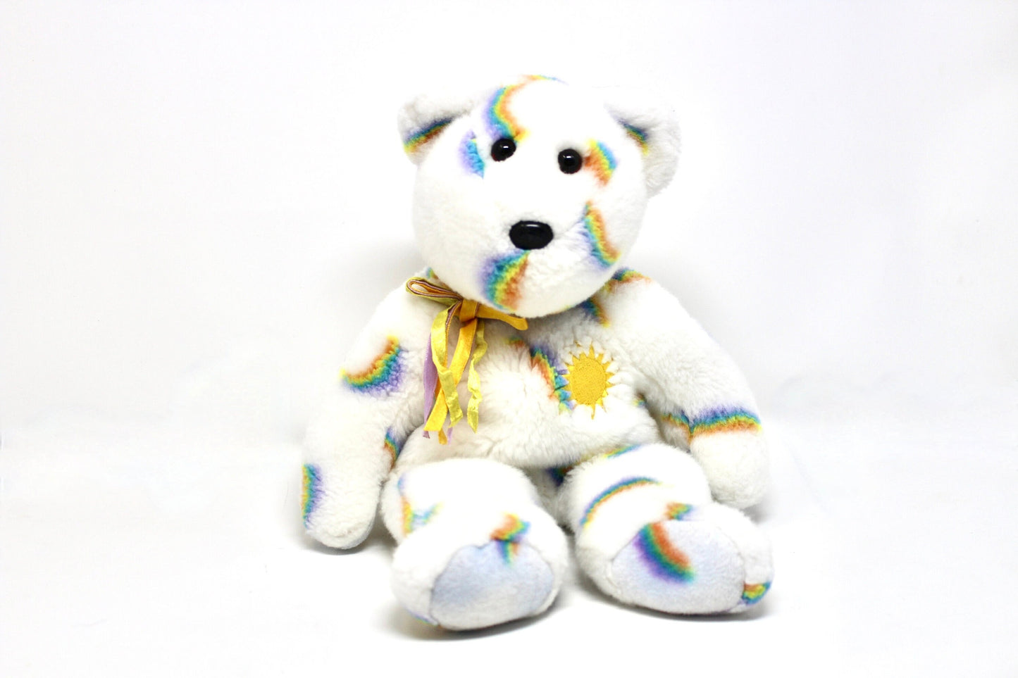 TY Beanie Babies Buddy Cheery Bear Plush, Large Size 14'' Beanie Baby Toy, Vintage Rainbow Stuffed Animal, Gender Neutral Baby Shower Gift