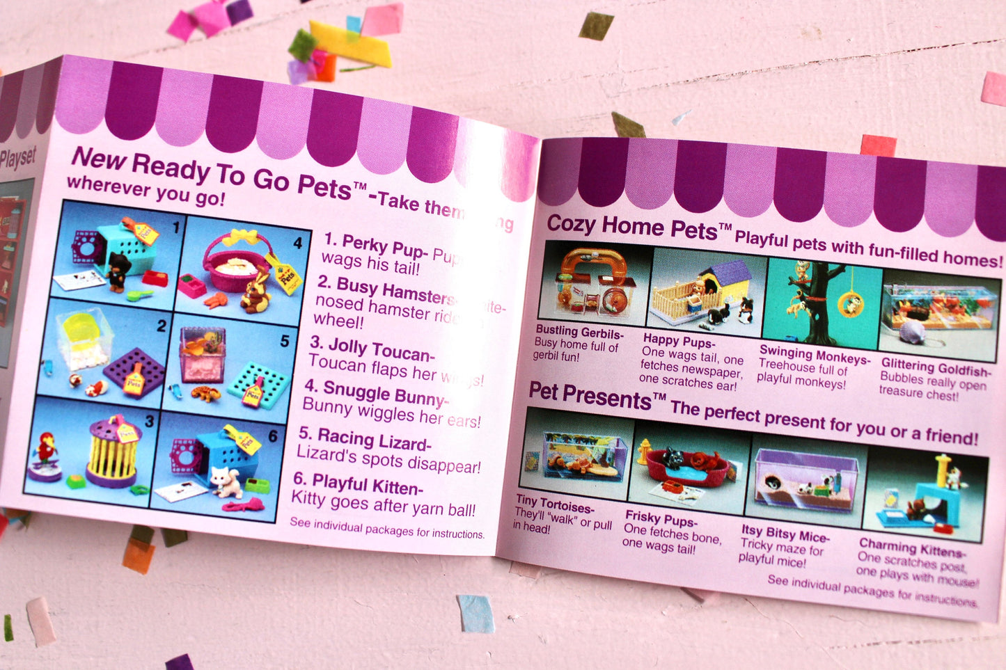 Vintage Littlest Pet Shop Promotional Merchandise Booklet, 1994 Cozy Home Pets, Zoo Pets, LPS Jewelry Charm Bracelet Mail In Offer