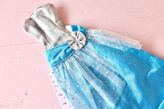 Vintage Barbie Dress, Blue Silver Barbie Doll Gown, Vintage 1990s Barbie Clothes, 90s Barbie Fashion Dress, Spring Barbie Style Outfit