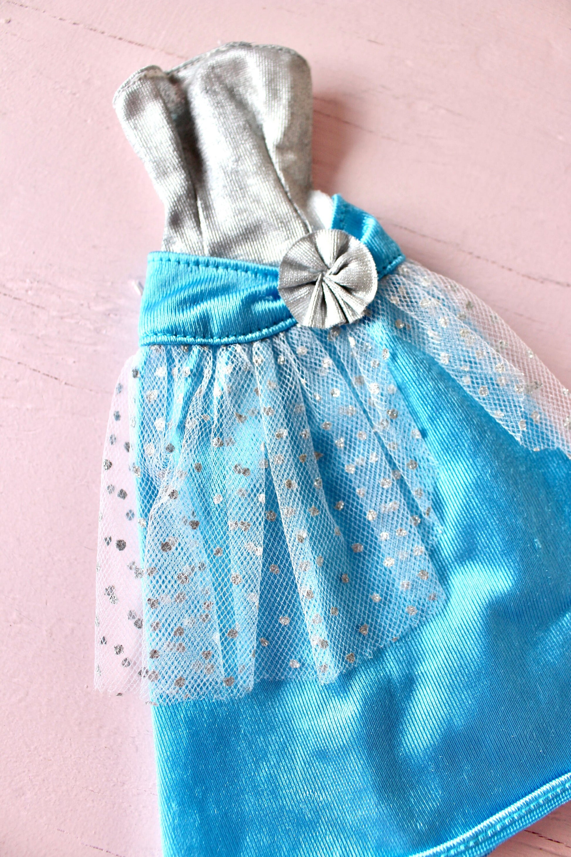 Vintage Barbie Dress, Blue Silver Barbie Doll Gown, Vintage 1990s Barbie Clothes, 90s Barbie Fashion Dress, Spring Barbie Style Outfit