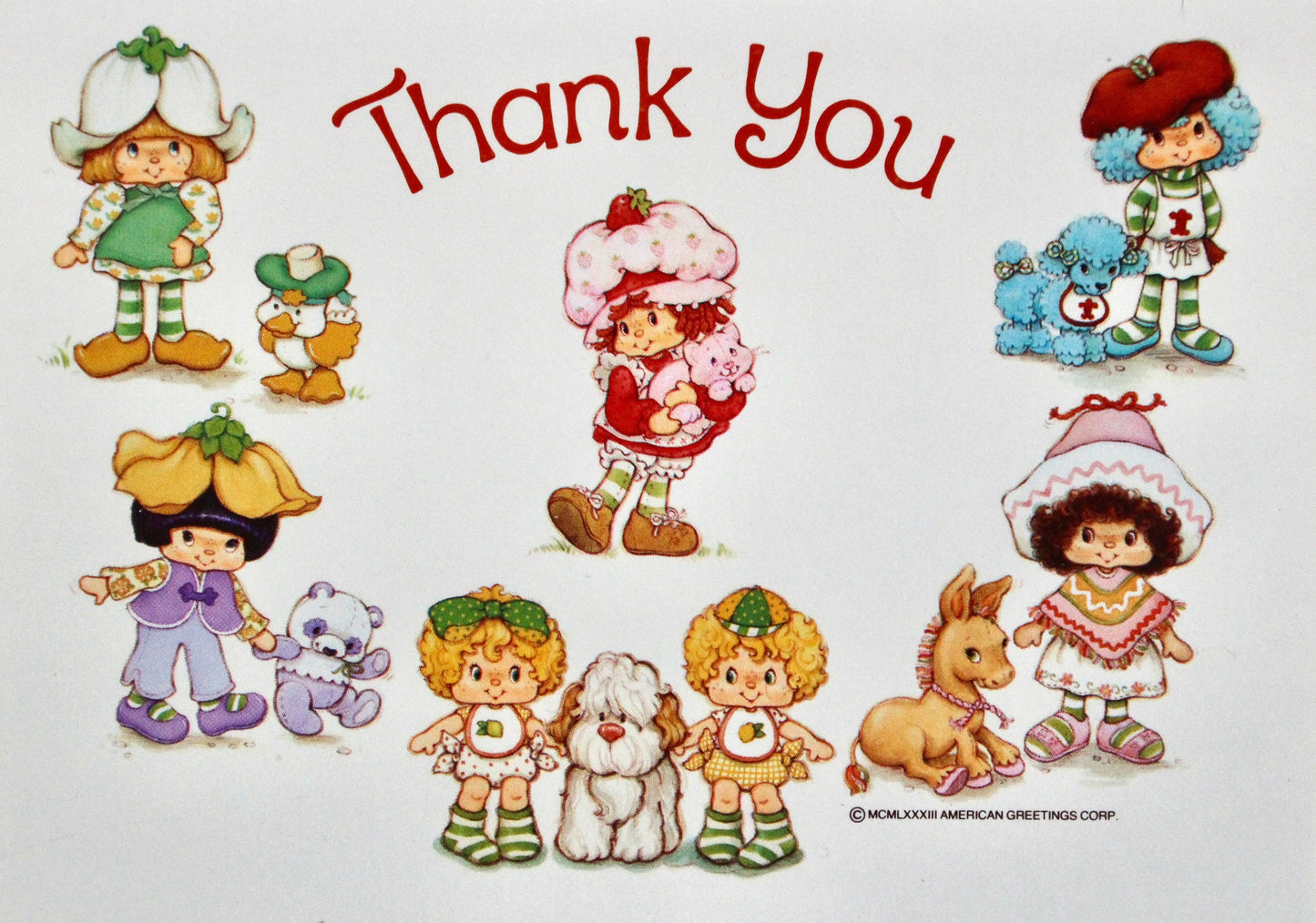 Authentic Vintage Strawberry Shortcake Thank You Card, 1980s SSC and Friends Unused Postcard, American Greetings Card, Berry Sweet Treat